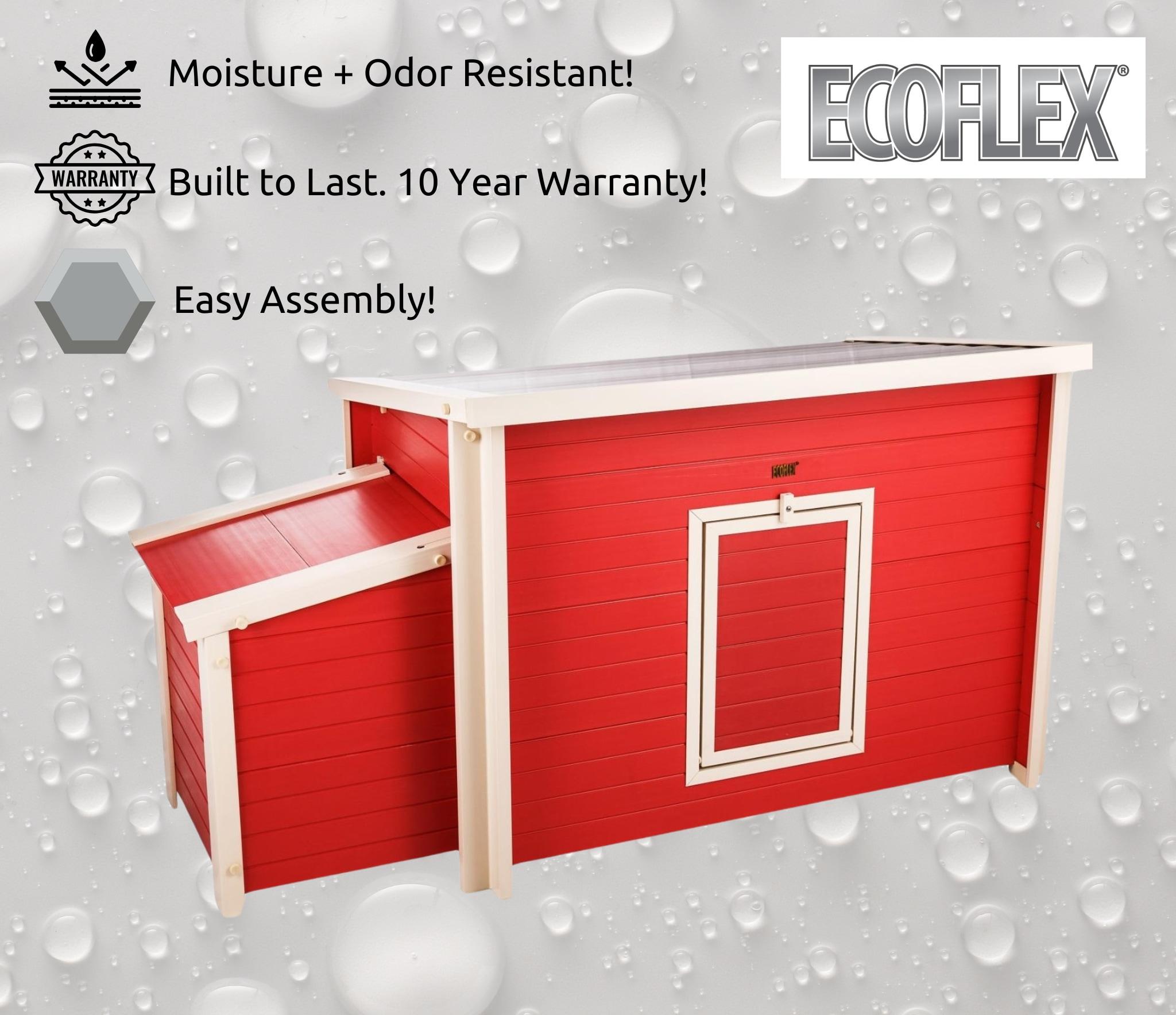 New Age Pet® ECOFLEX® Red Fontana Chicken Barn, Eco-Friendly and Non-Toxic Urban Coop for 2-3 Chickens, Easy Assembly, with Nesting Box and Roosting Bars, Moisture and Odor Resistant