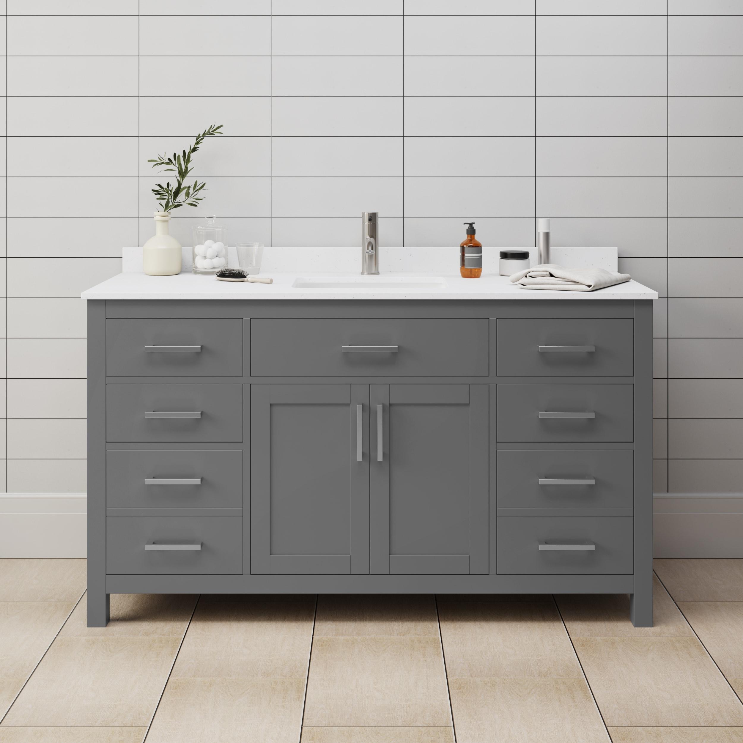 Beckett 60" Freestanding Single Bathroom Vanity with Cultured Marble Top