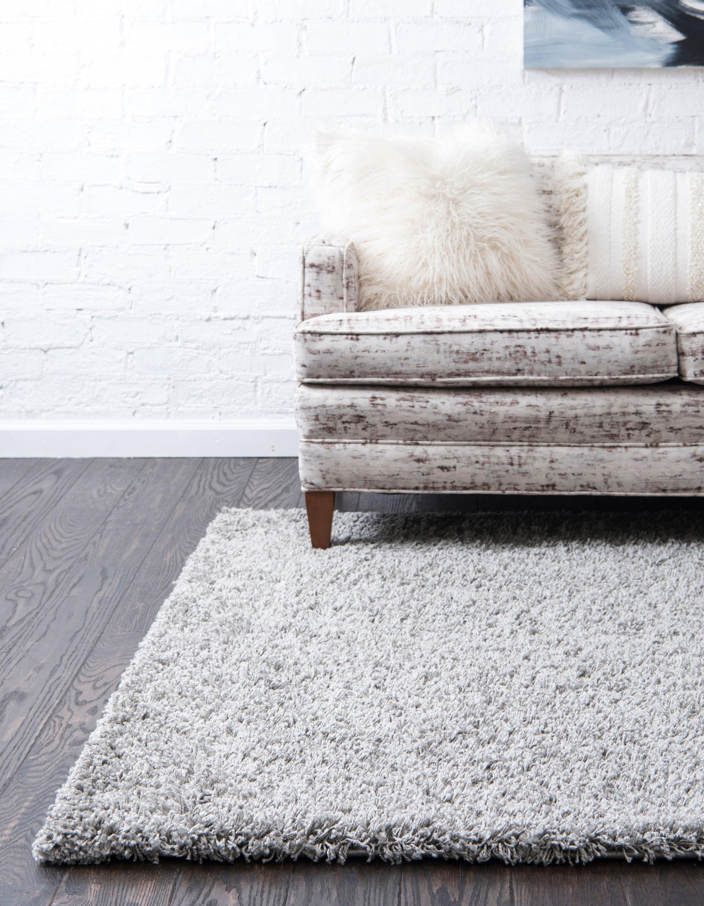 Unique Loom Solid Shag Collection Area Rug (7' 1" x 10' Rectangle Cloud Gray)