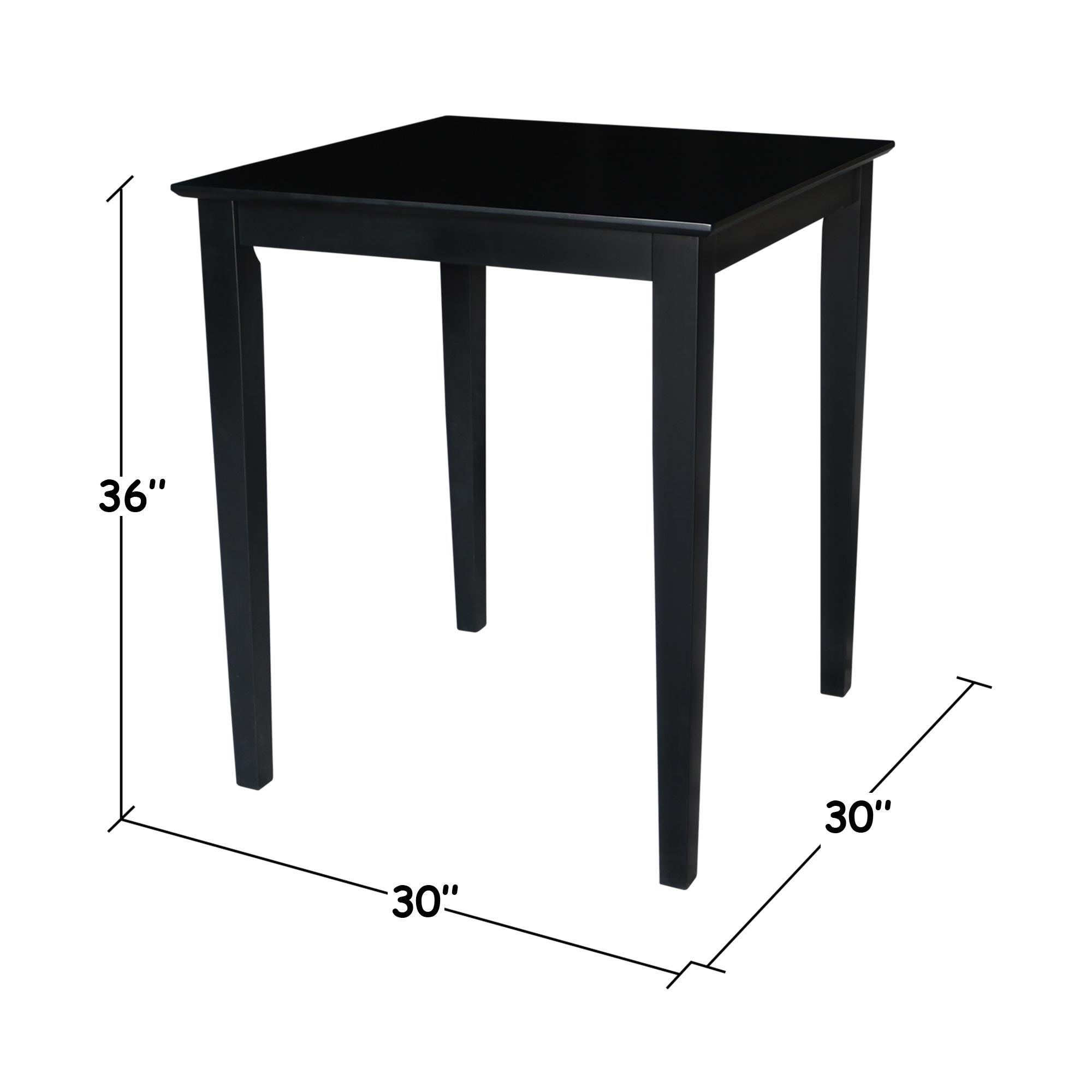 Solid Wood Top Counter Height Table with Shaker Legs Black - International Concepts: Square, 36" High