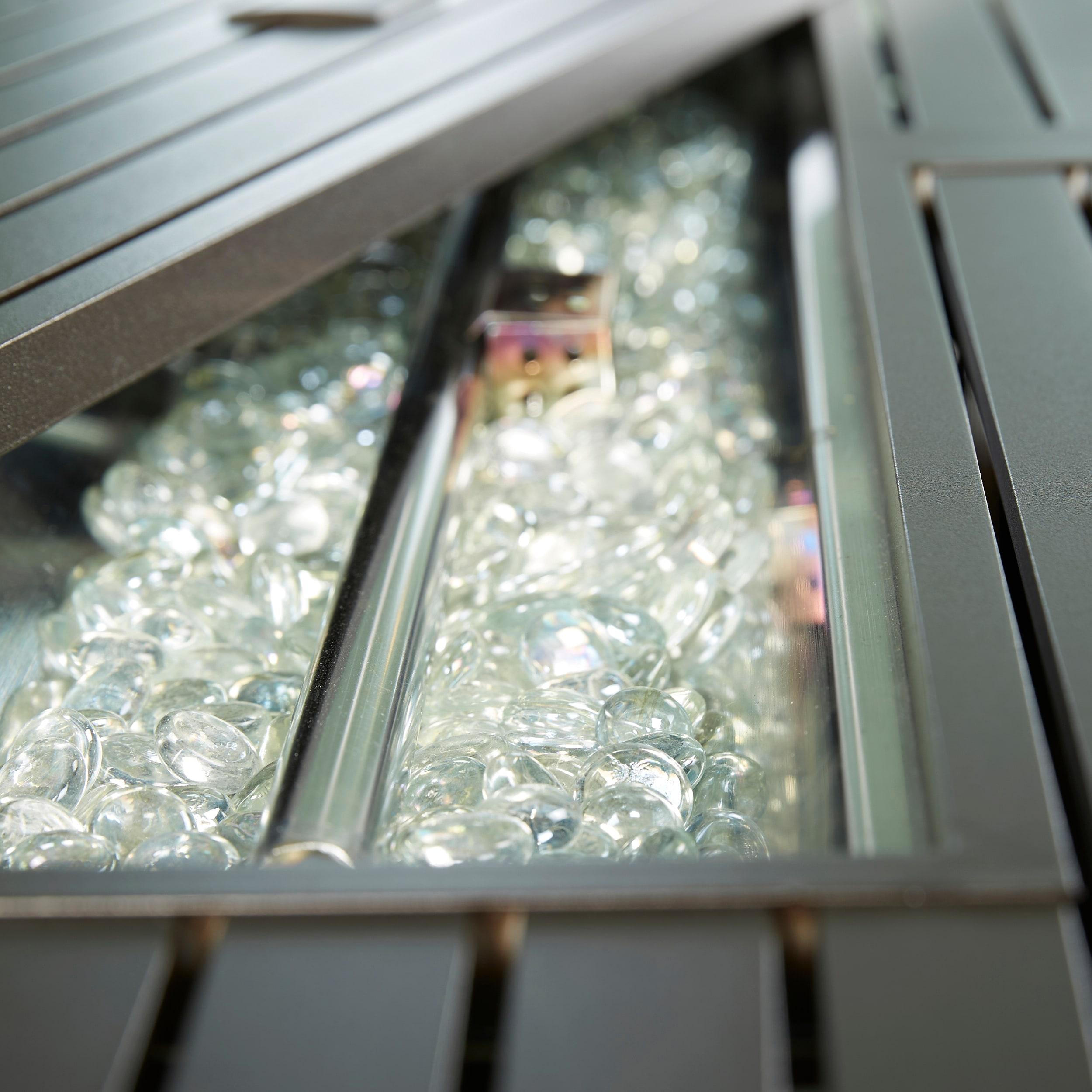 56 in. x 21 in. Rectangular Fire Table with Glass Wind Guard, Cover and Table Lid in Bronze