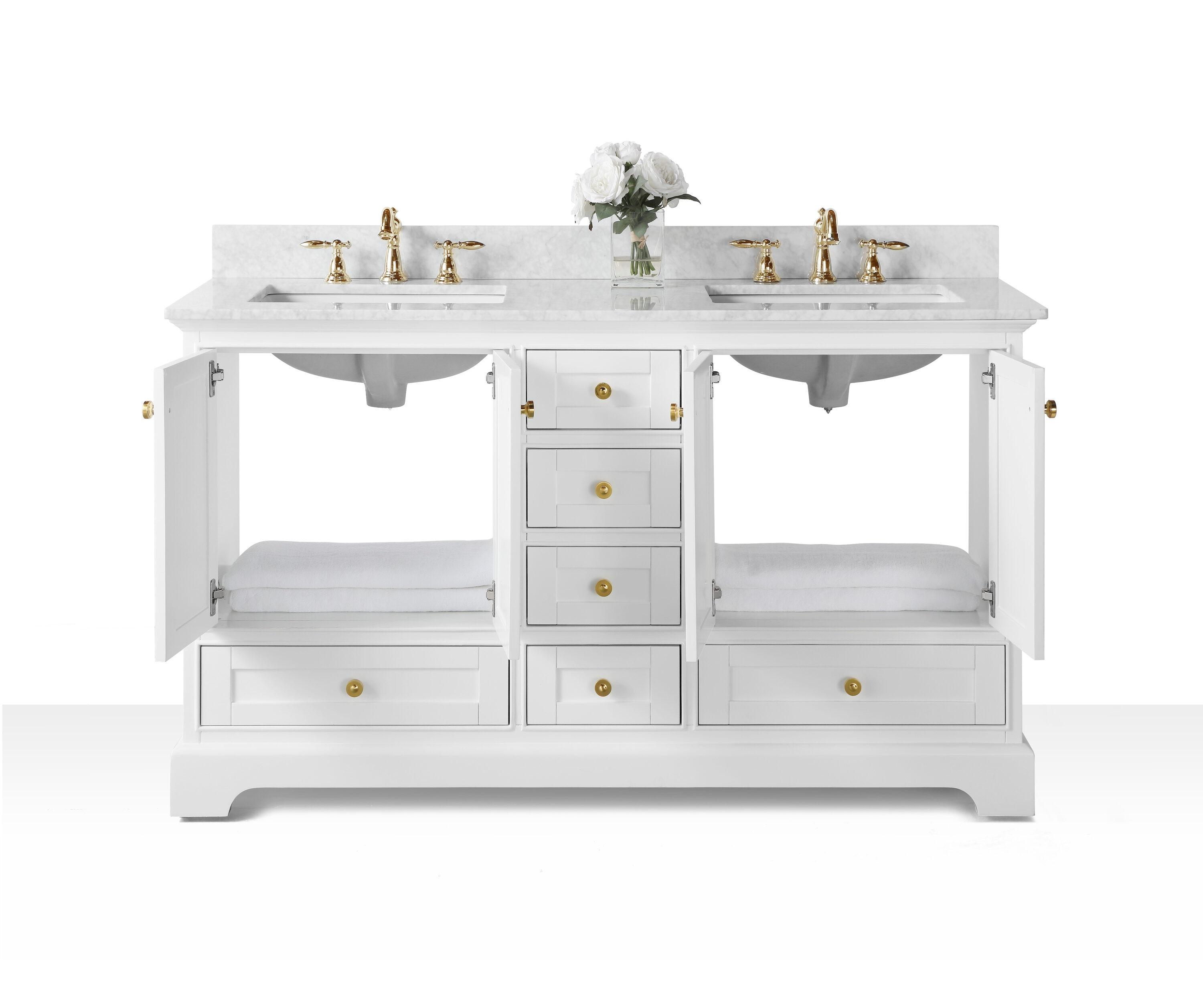 Varna 60'' Double Bathroom Vanity with Marble Top