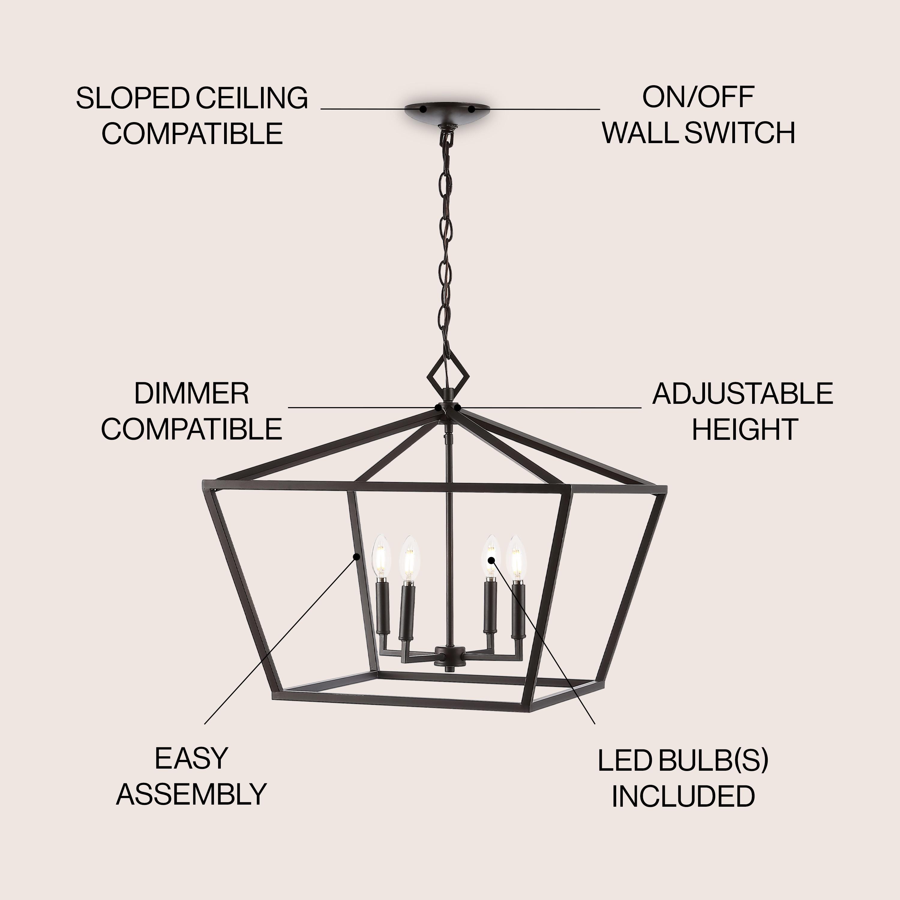 Gatsby 23" 4-Light Adjustable Iron Rustic Glam LED Pendant, Oil Rubbed Bronze