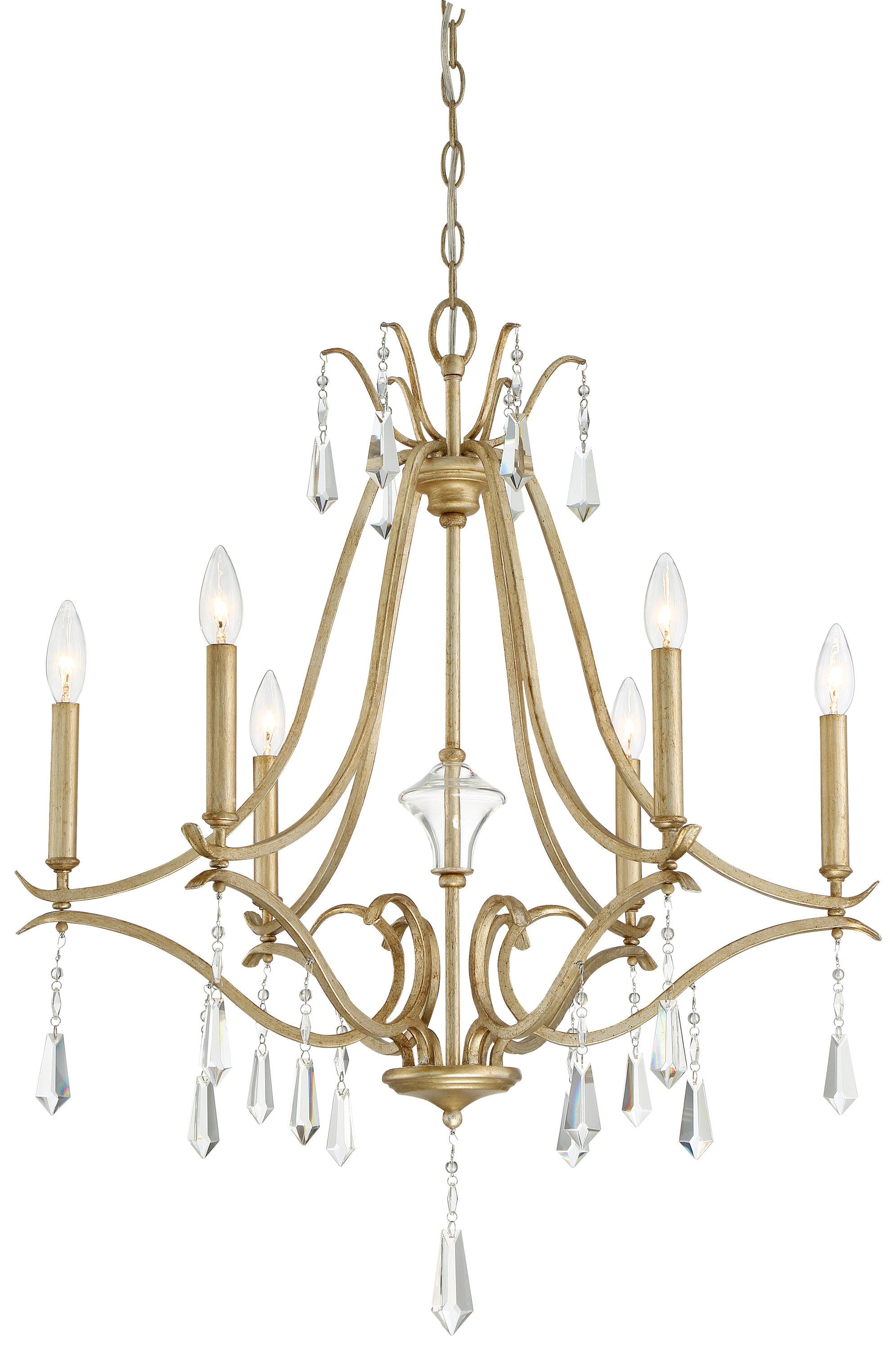 Minka Lavery Aged Brio Gold Chandelier 26 3/4" Wide French Clear Crystal 6-Light Fixture for Dining Room House Kitchen Entryway