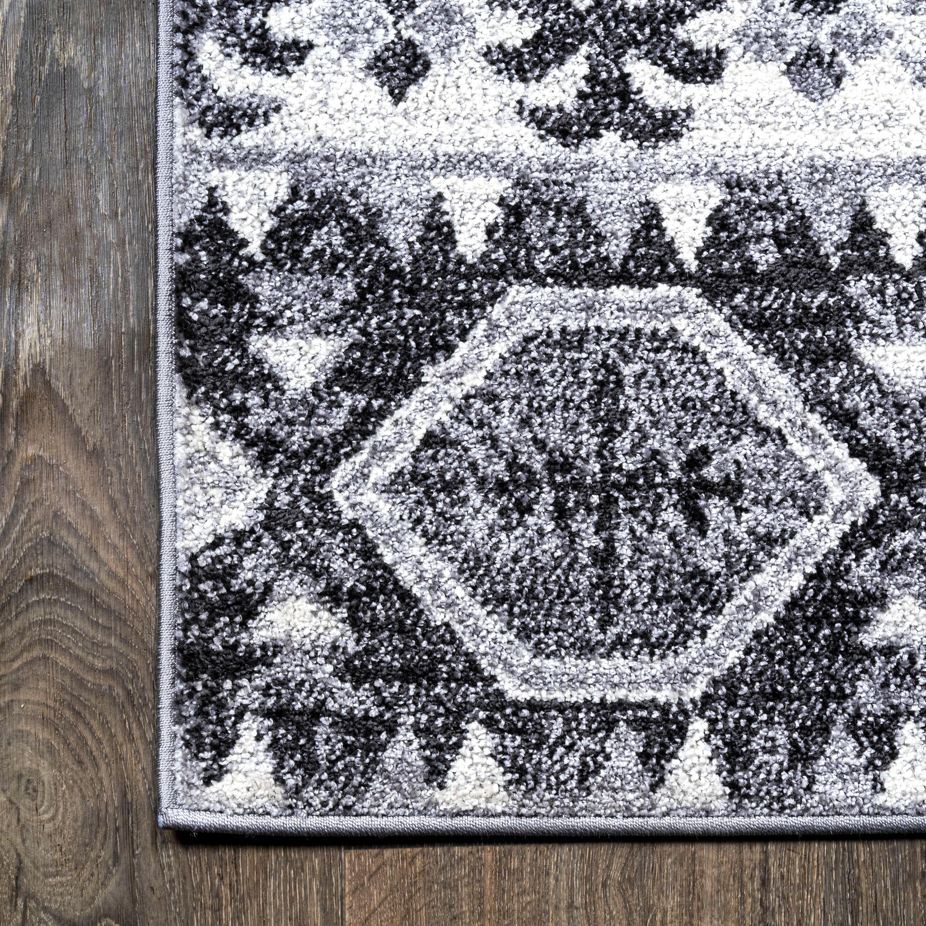 2'x 8' Sura Modern Kilim Geometric Runner Rug, Gray/Anthracite - JONATHAN Y