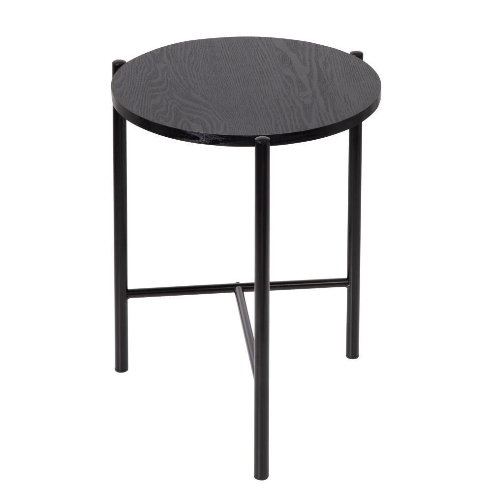 Honey-Can-Do Round Side Table with T-Pattern Base, Black