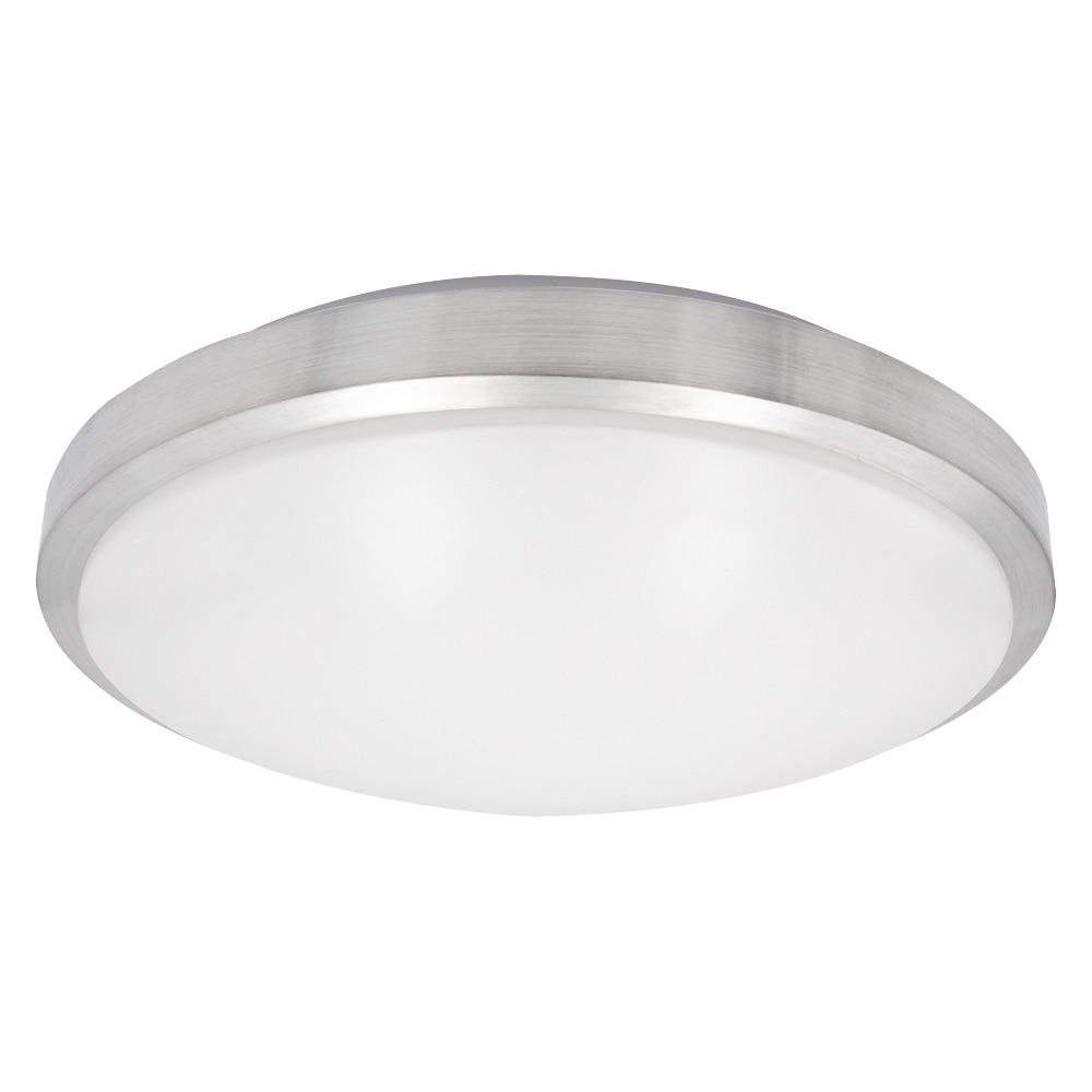 Maxxima 14 in. LED Round Flush Mount Ceiling Light Fixture, Brushed Aluminum Trim, Dimmable, 3000K Warm White, 1600 Lumens