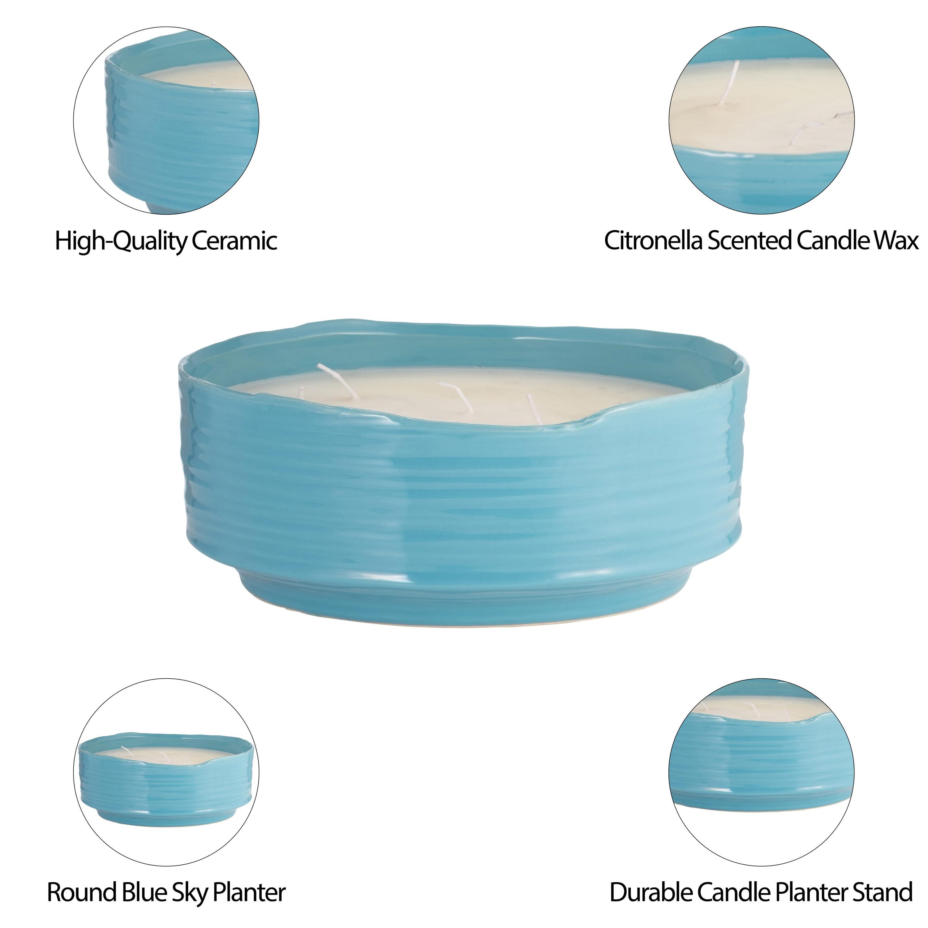 Sagebrook Home Citronella Candle / Planter 10" Sky 67oz