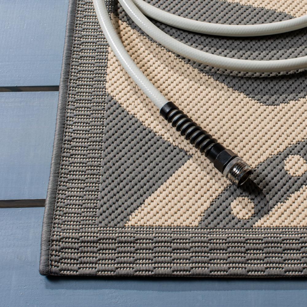 Courtyard CY2961 Power Loomed Indoor and Outdoor Area Rug - Grey/Natural - 4'x5'7" - Safavieh