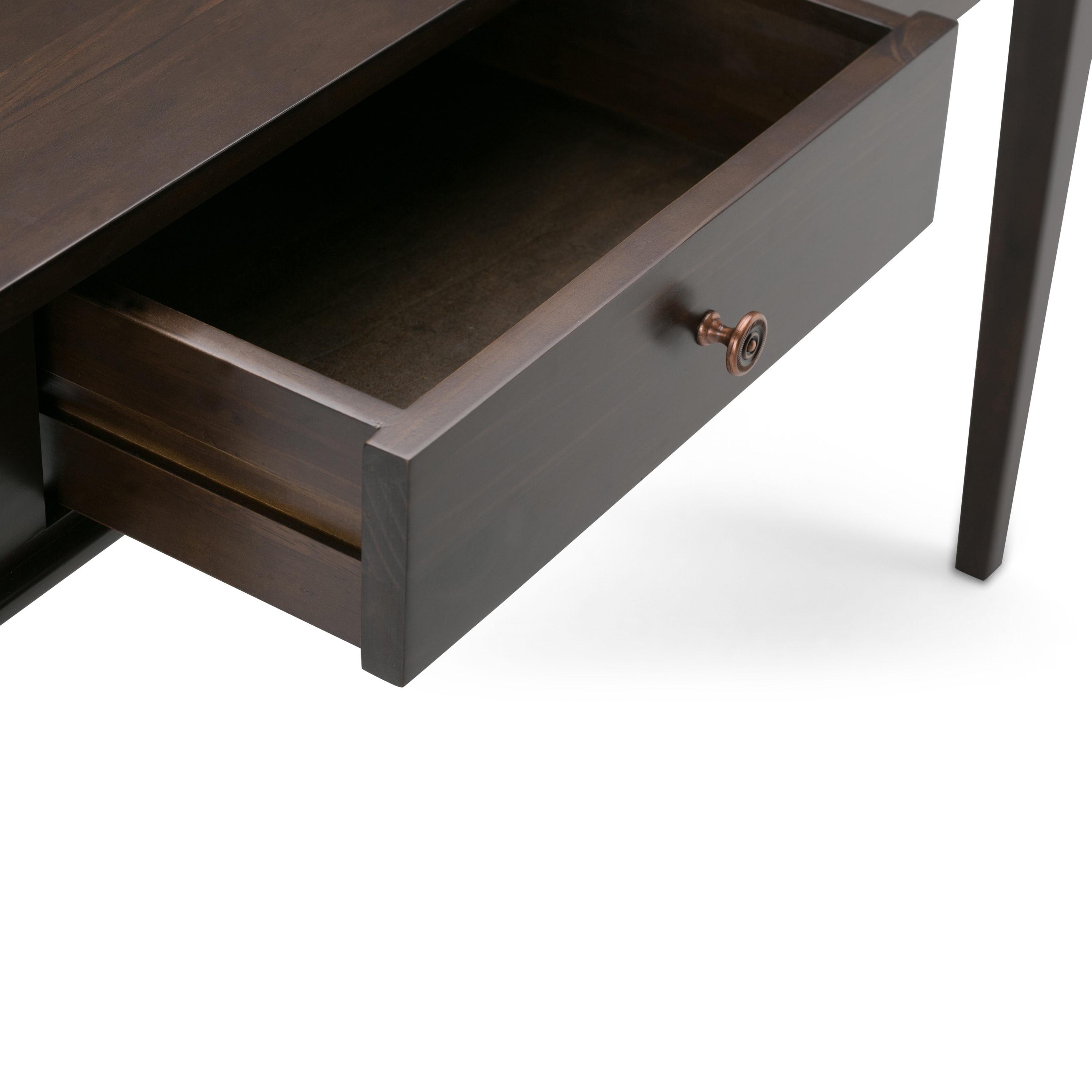 Simpli Home Carlton 44"W Solid Wood Storage Console Table in Dark Tobacco Brown with 2 Drawers