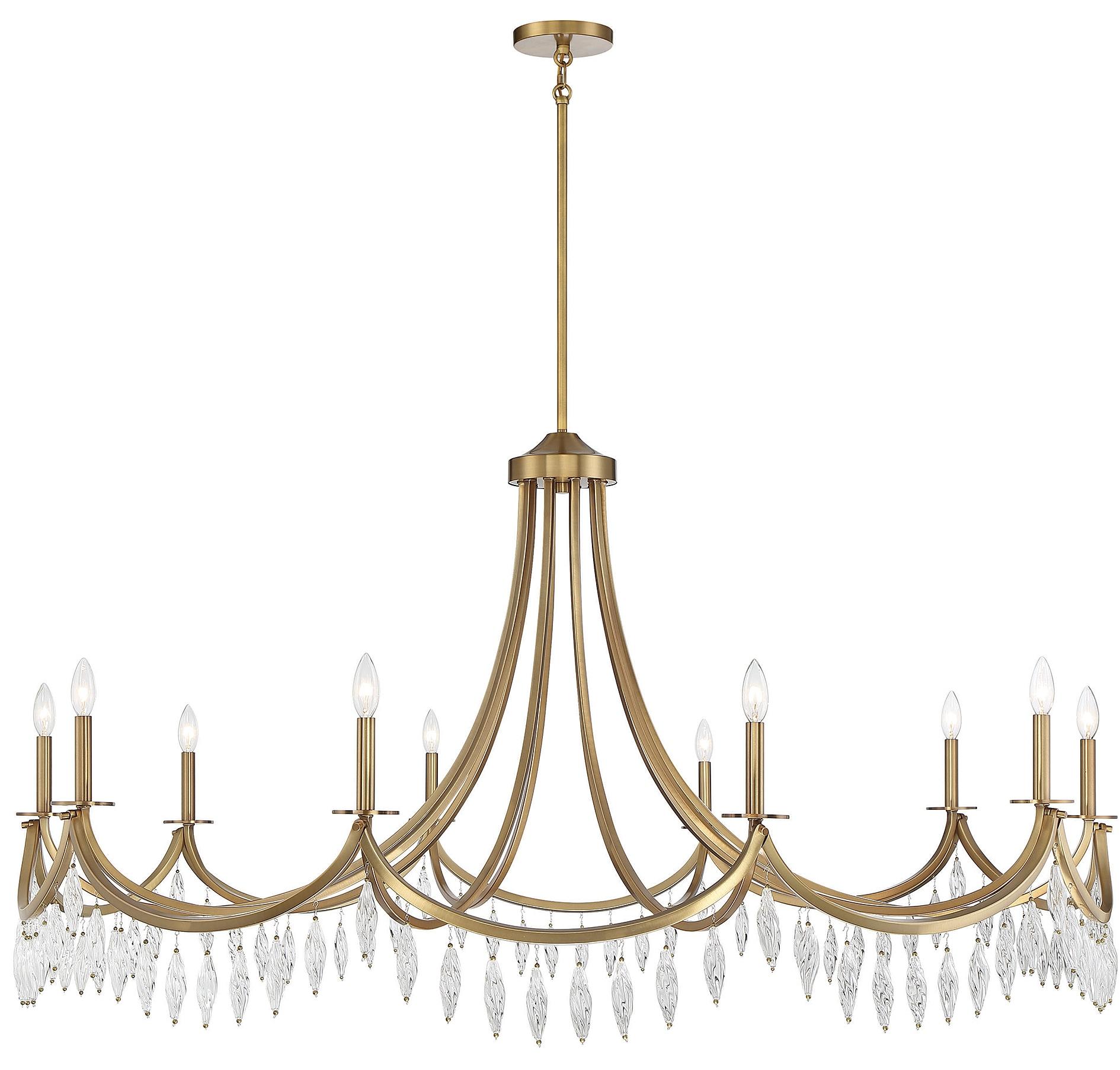 Vintage Glam Warm Brass Crystal 10-Light Chandelier