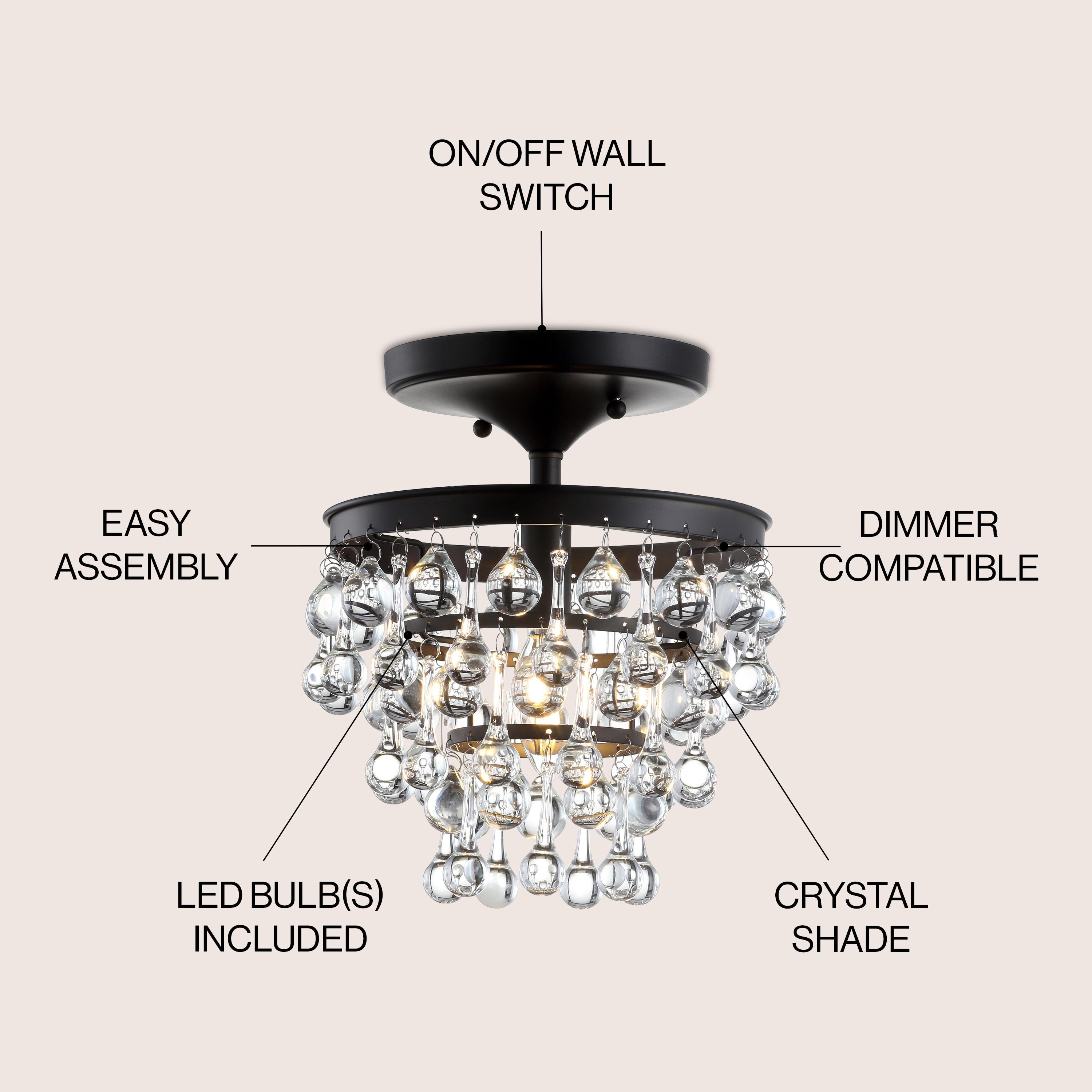 JONATHAN Y Toronto 10" Metal/Crystal LED Flush Mount, Oil Rubbed Bronze