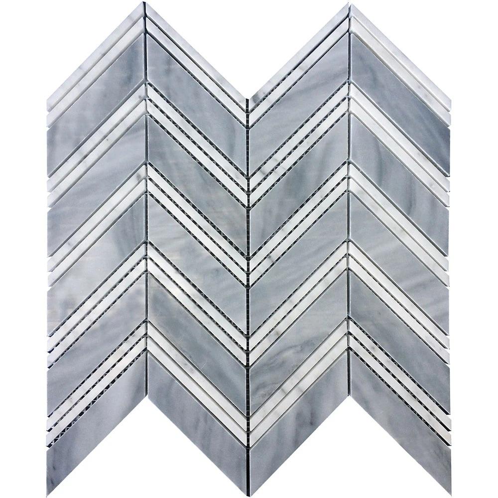 11" X 11.8" Herringbone Marble Polished Tile