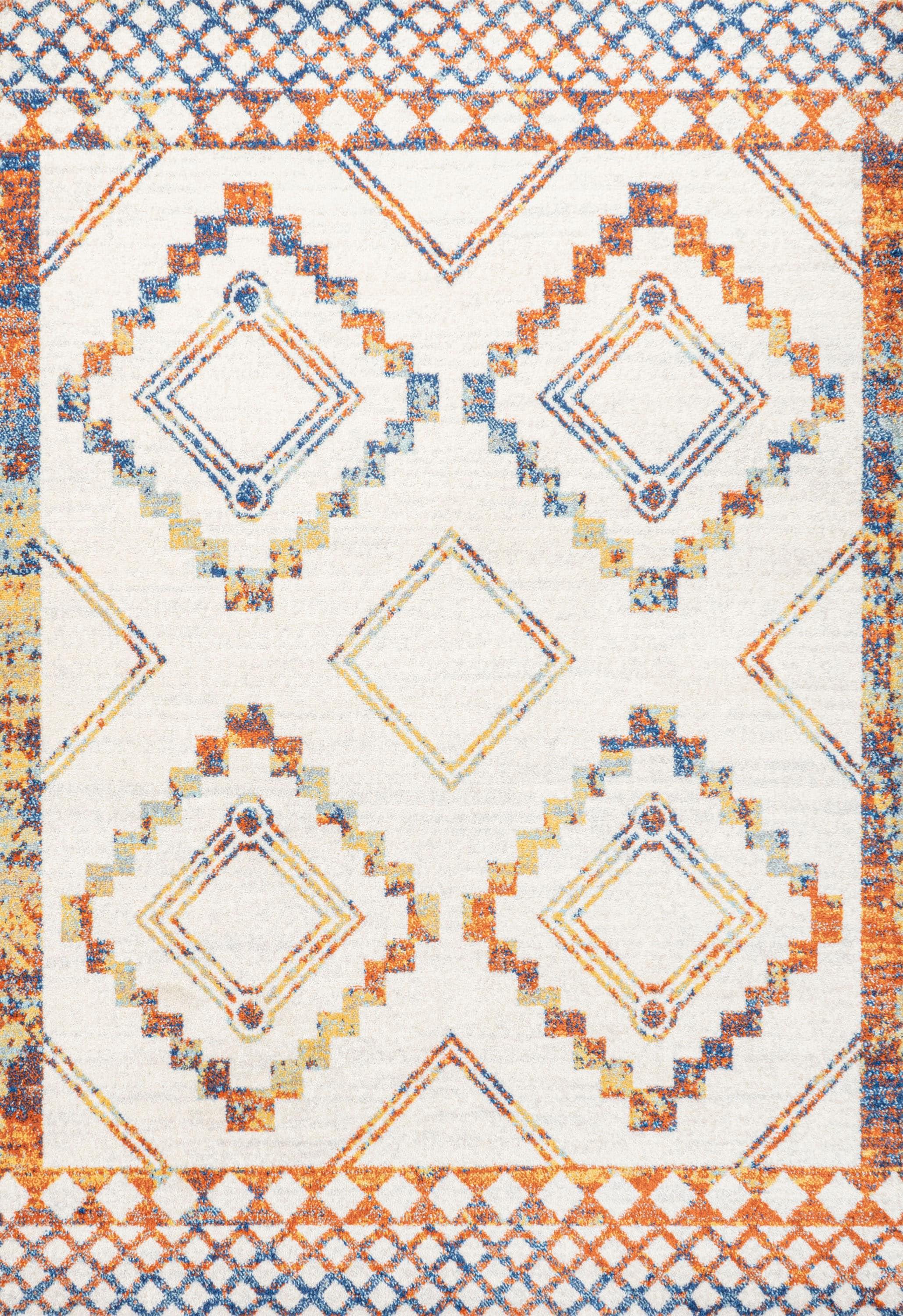 JONATHAN Y Amir Moroccan Beni Souk Ivory/Blue/Orange 8 ft. x 10 ft. Area Rug