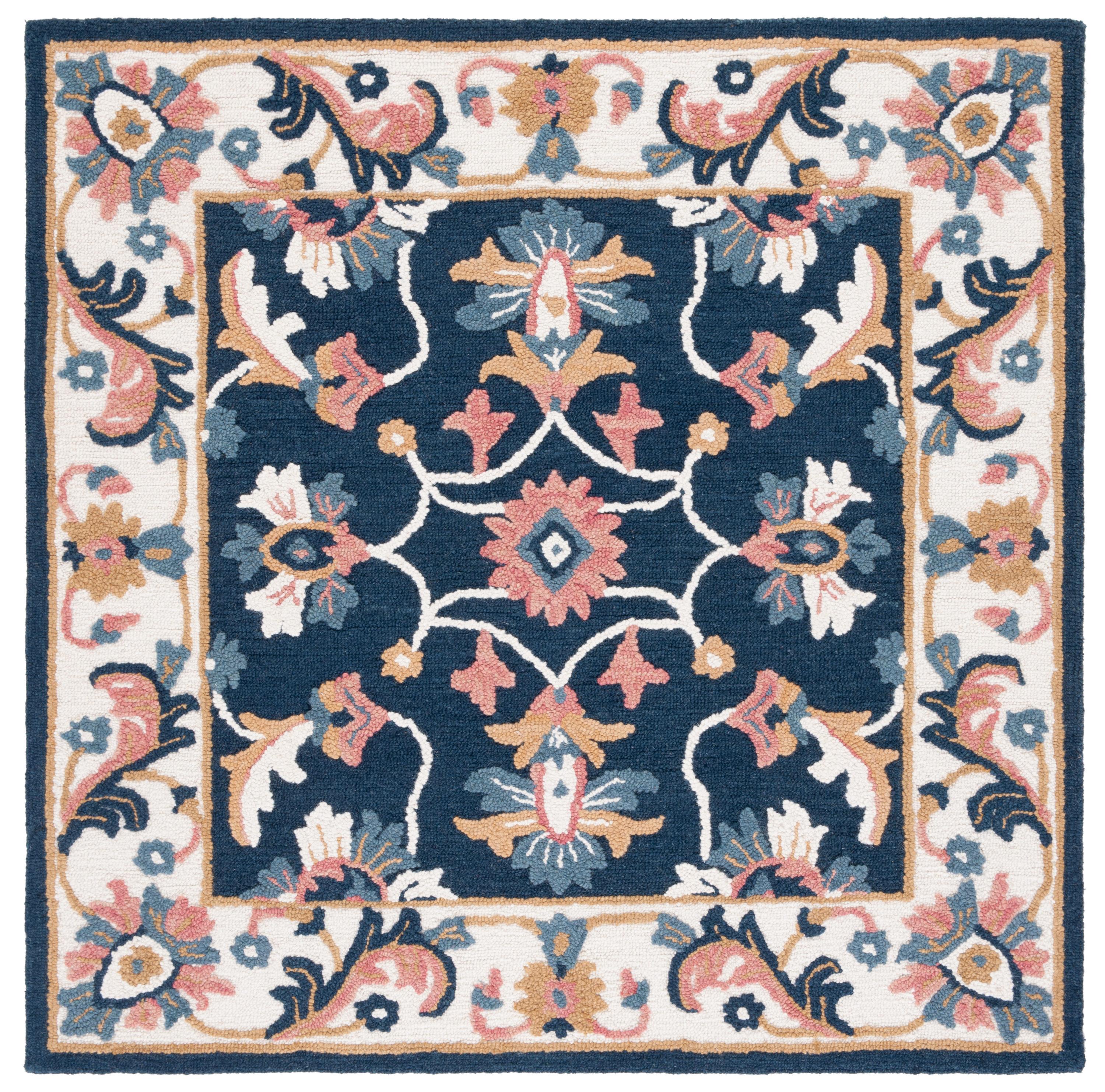 Blossom BLM176 Hand Tufted Area Rug - Blue/Ivory - 6'x6' - Safavieh.