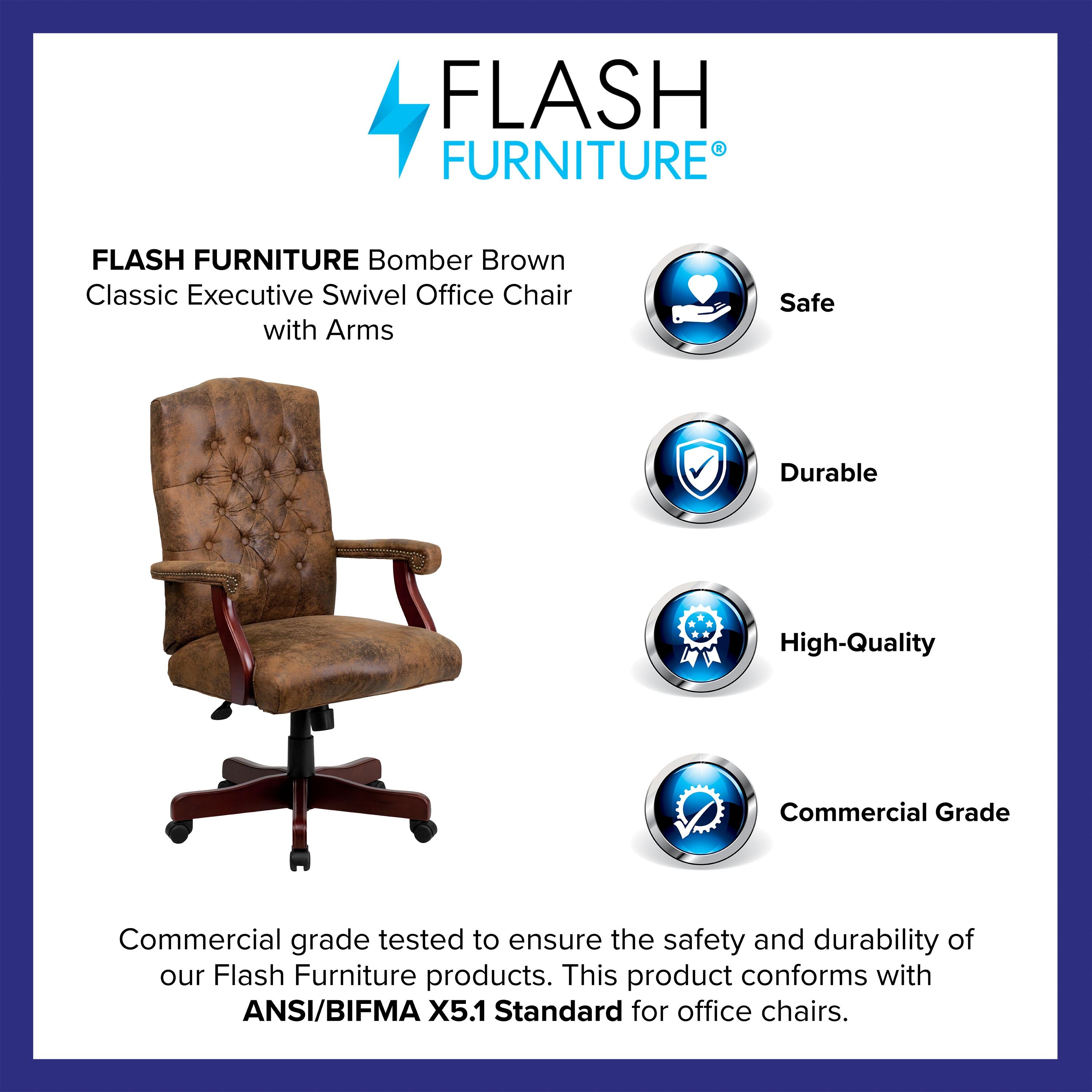 Flash Furniture Farmhouse High-Back Tufted Executive Swivel Office Chair with Arms