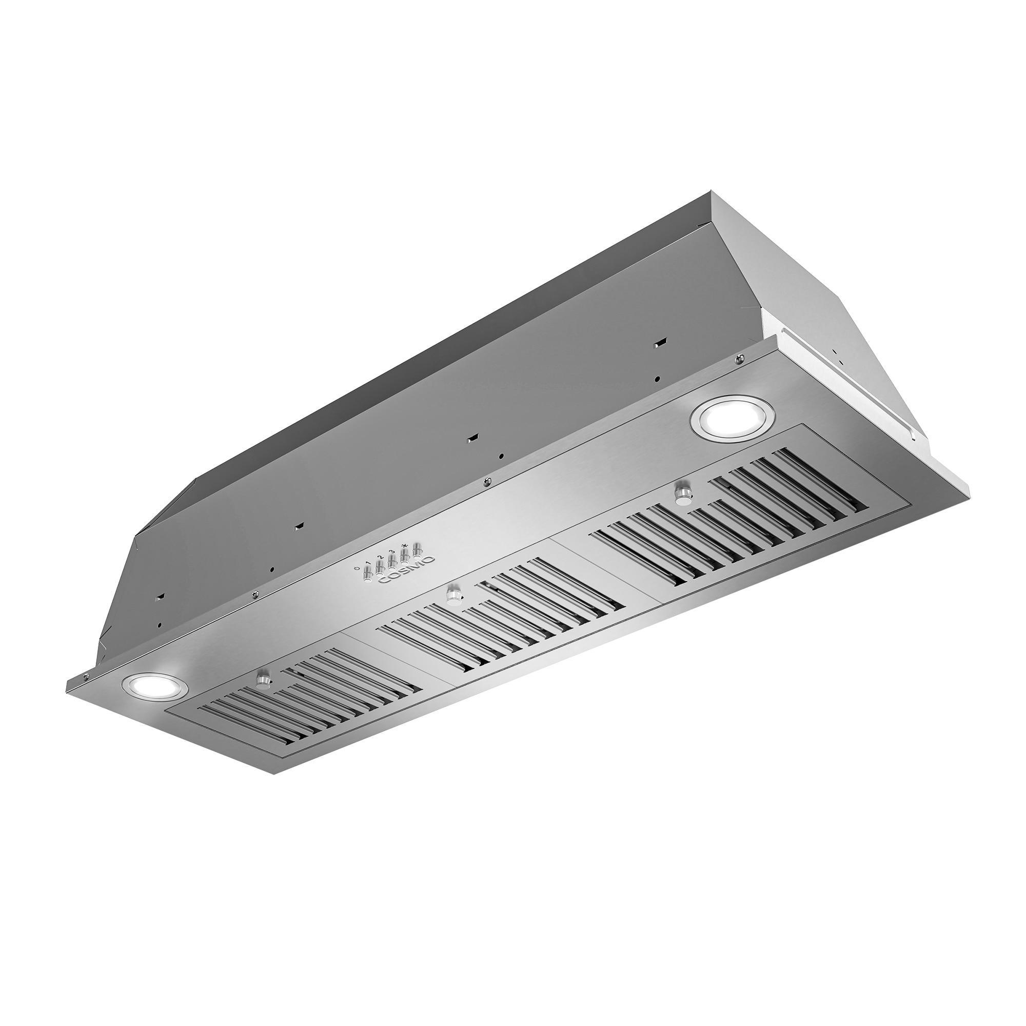 Cosmo 36 in. Insert Range Hood w/ Push Button Controls, 3-speed Fan, LED Lights and Permanent Filter