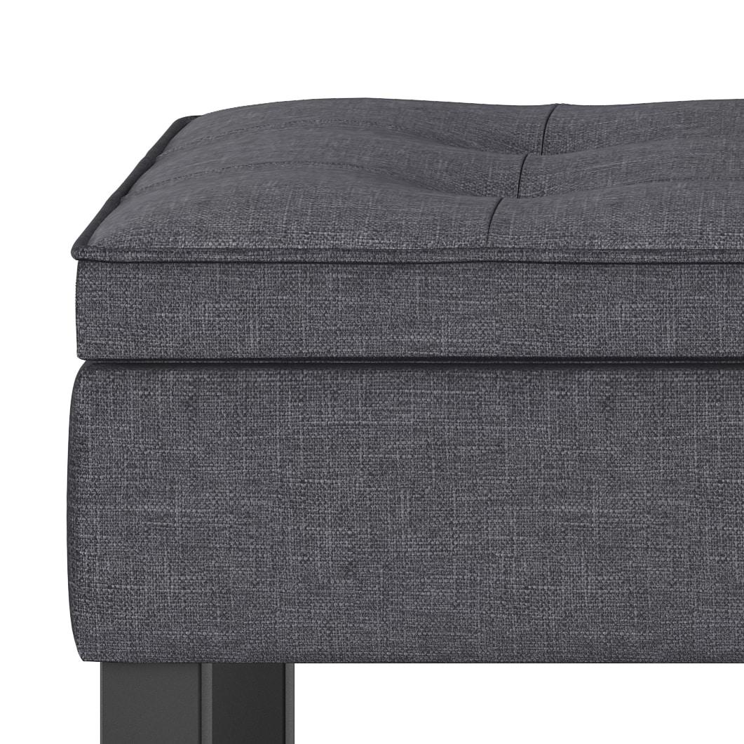 Simpli Home Saxon 43"W Tufted Transitional Storage Ottoman Bench with with Lift-Top Lid