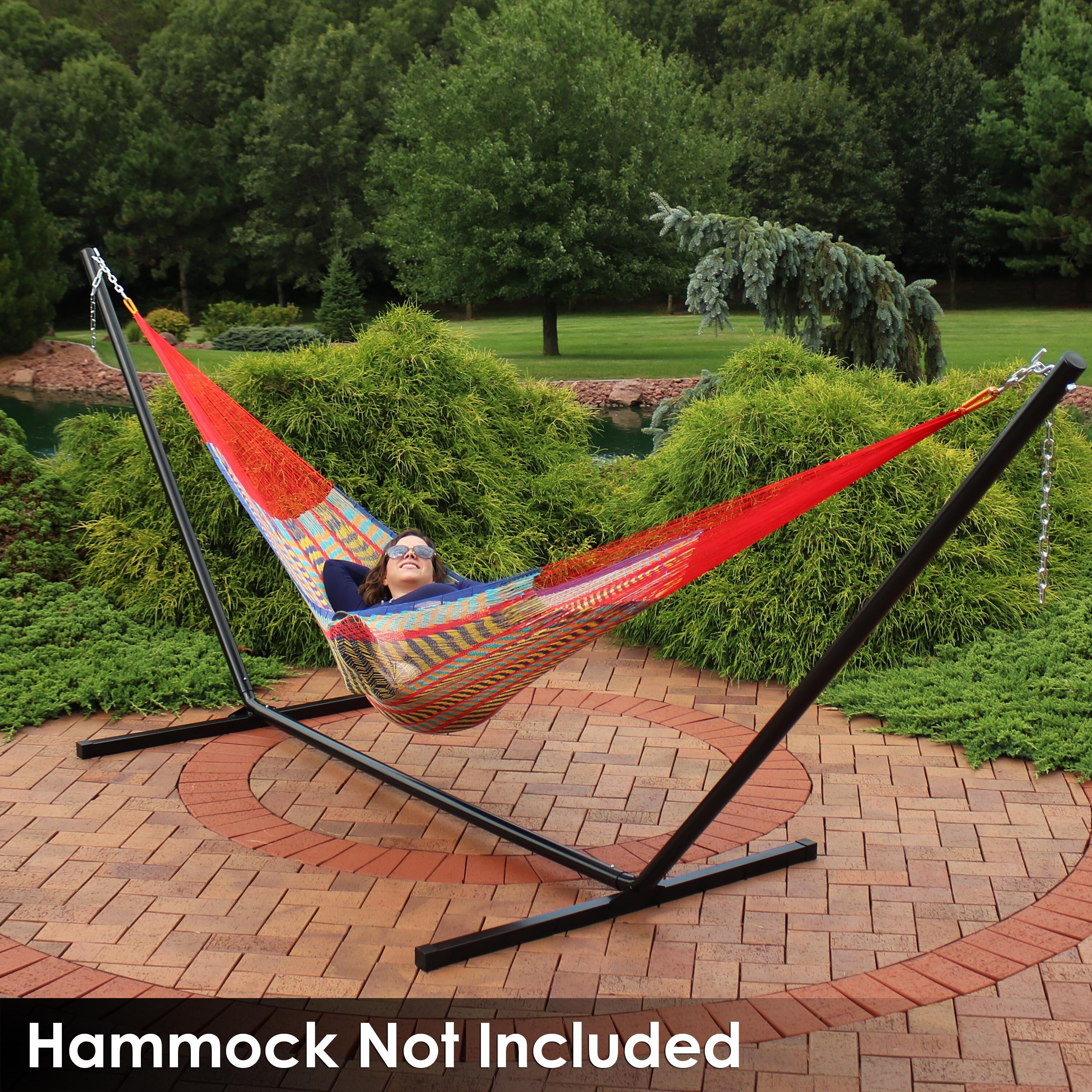 Sunnydaze Large 2-Person Hammock Stand with Heavy-Duty Steel Beam Construction - 400-lb Weight Capacity/15' Stand - Black