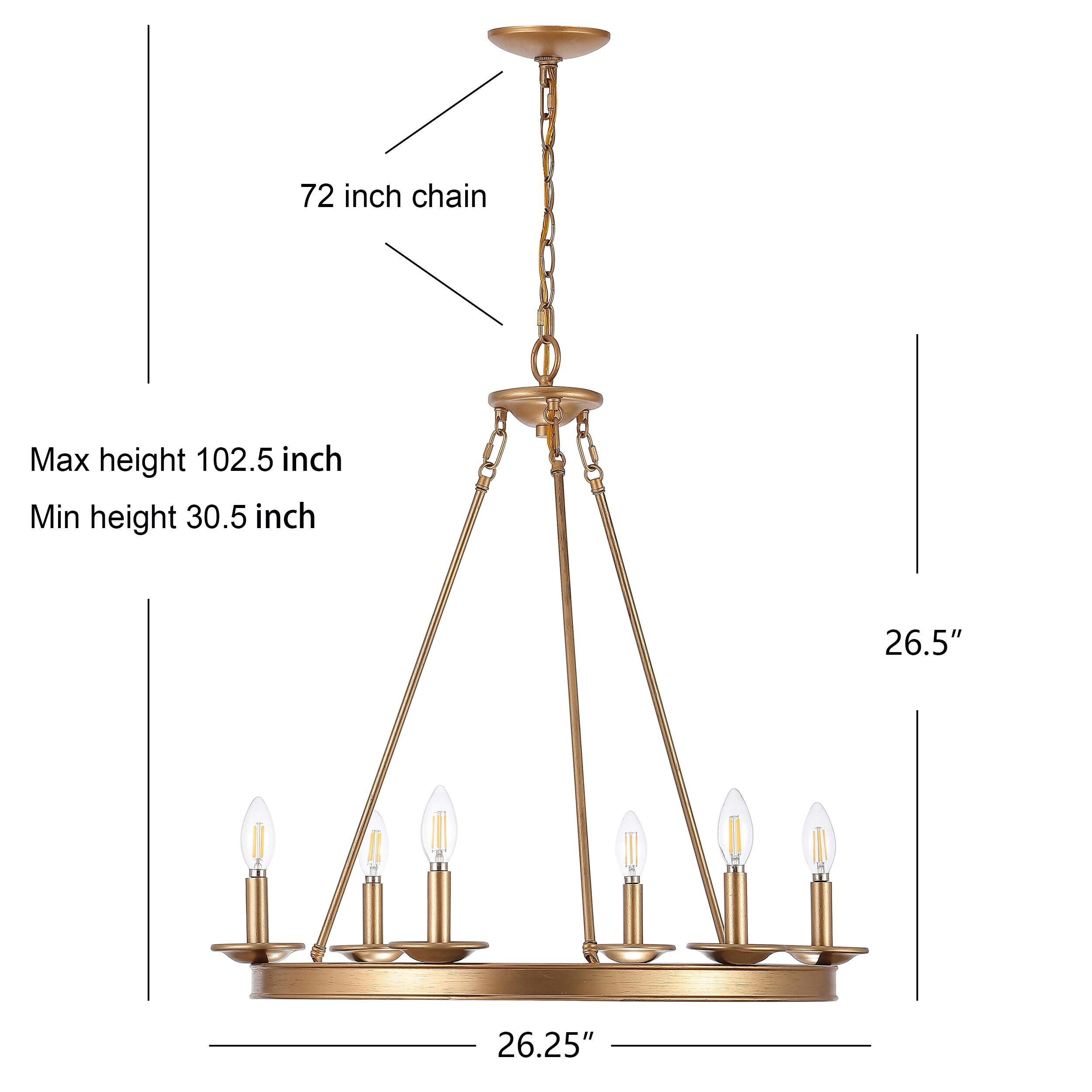 SAFAVIEH Joris 6 Light Industrial Adjustable Chandelier, Gold Painted