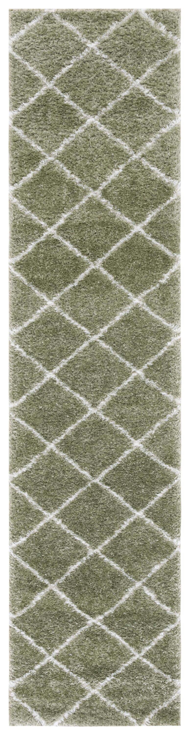 Tahoe Shag THO676 Power Loomed Runner Rug - Sage/White - 2'x9' - Safavieh.