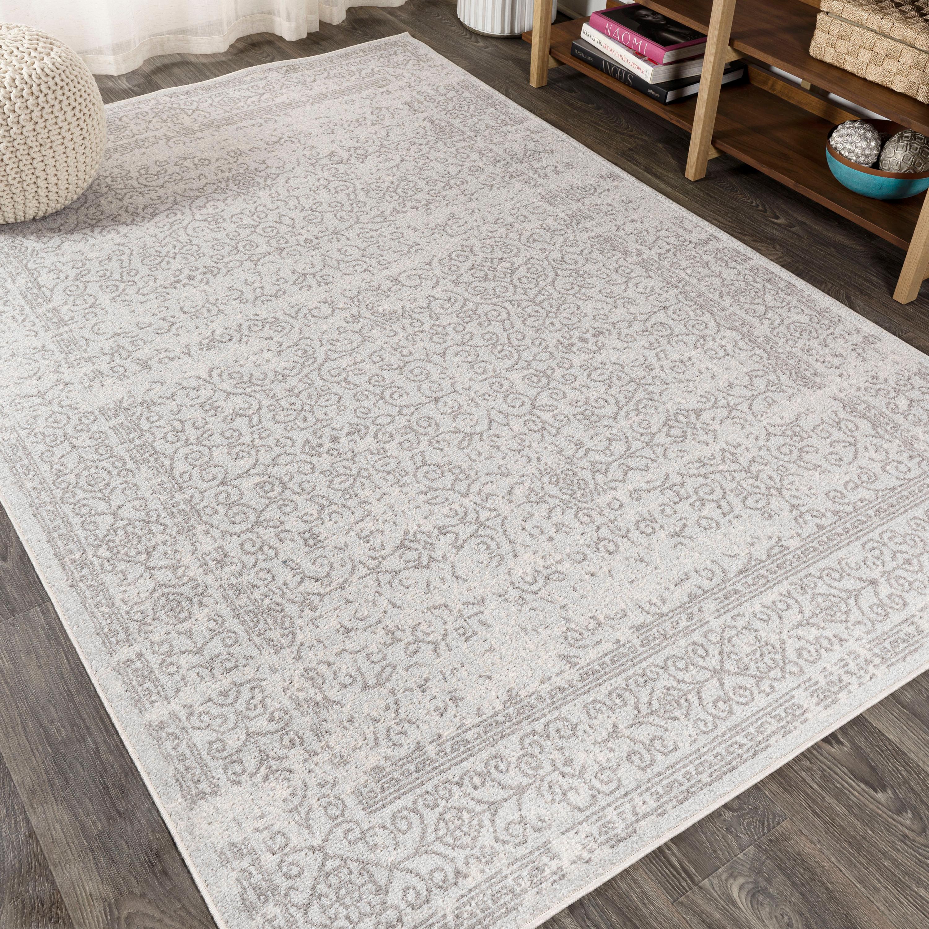 3'x5' Ferro Filigree Charcoal Black and White Area Rug, Gray/Dark Gray - JONATHAN Y