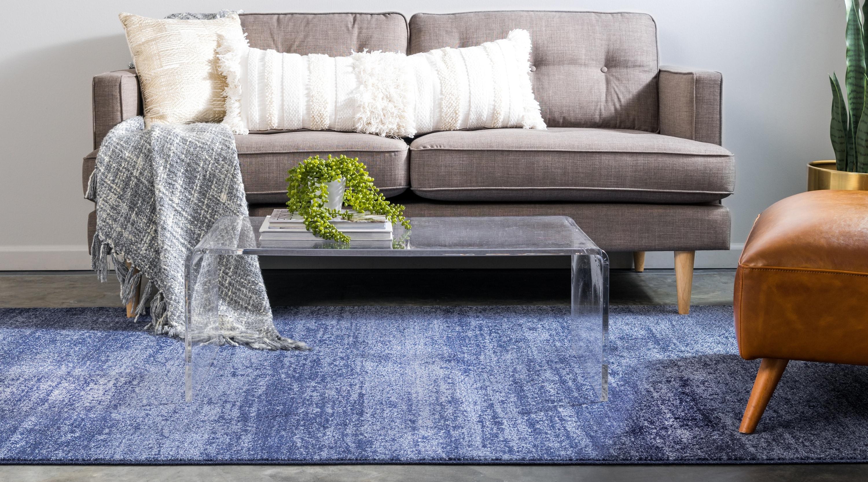 Unique Loom Del Mar Collection Area Rug - Lucille (7' 1" x 10' Rectangle Navy Blue/Ivory)