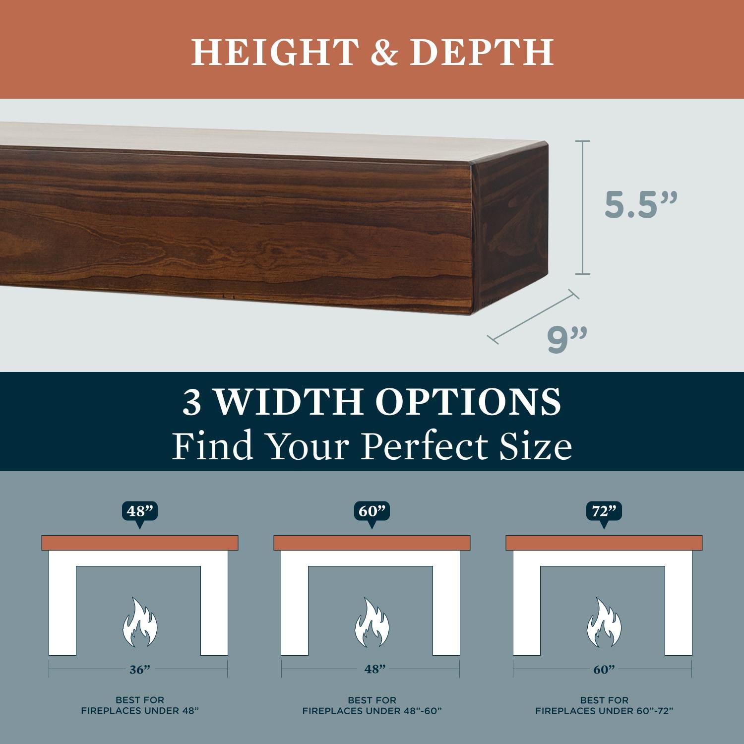 Mantels Direct Dakota 72" Pine Wood Fireplace Mantel Shelf - Cinnamon