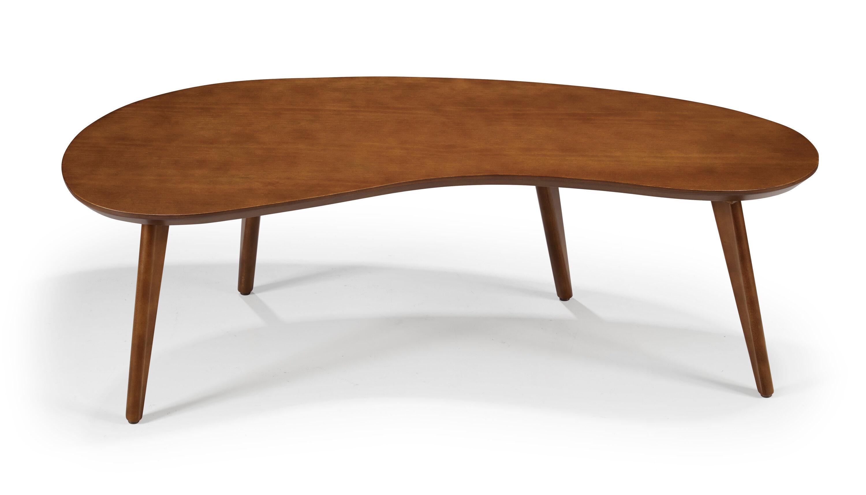 Mid-Century Modern Castanho Pine Wood Oval Coffee Table