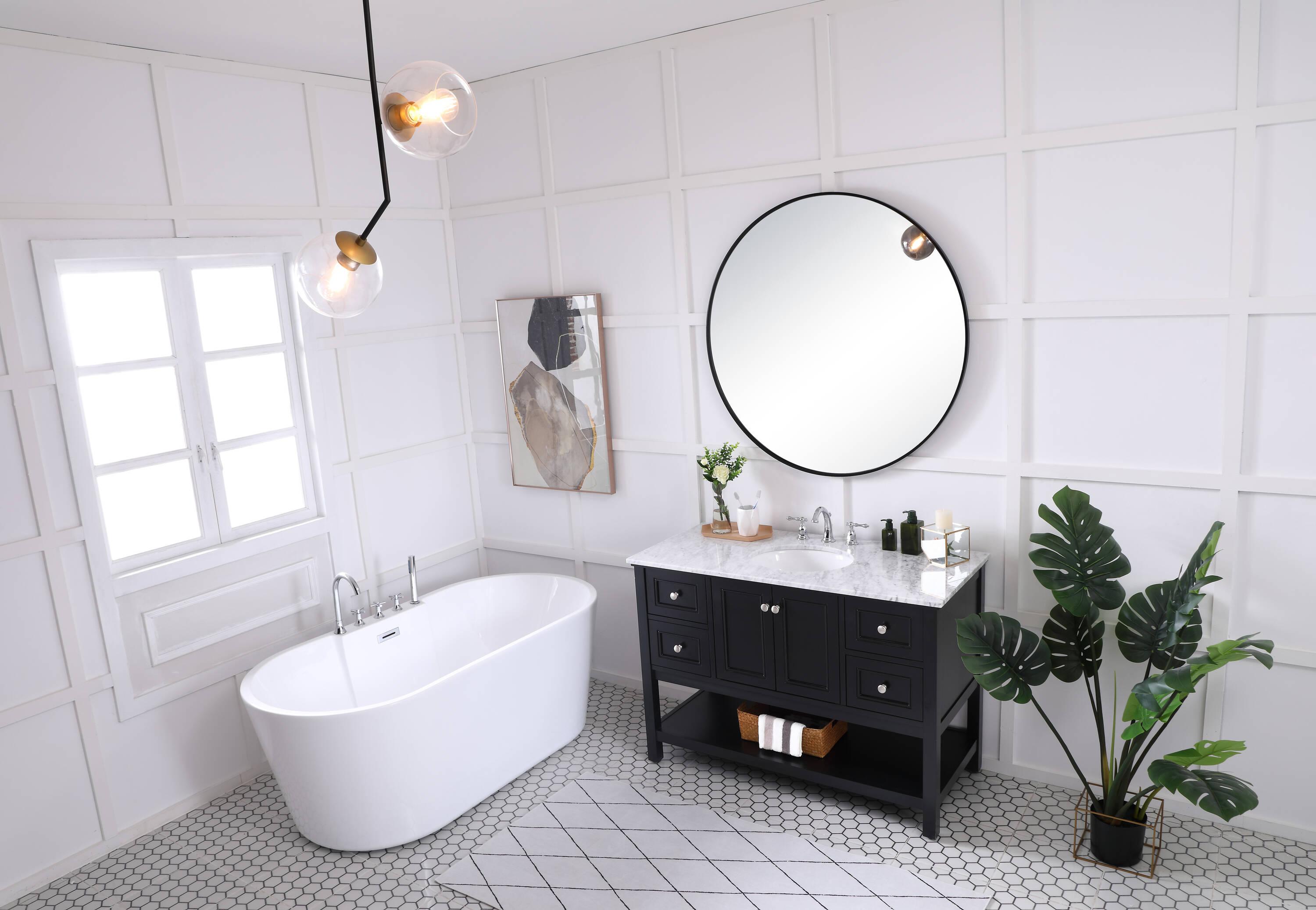 Elegant Decor Metropolis 48" Single Marble Top Bathroom Vanity in Black