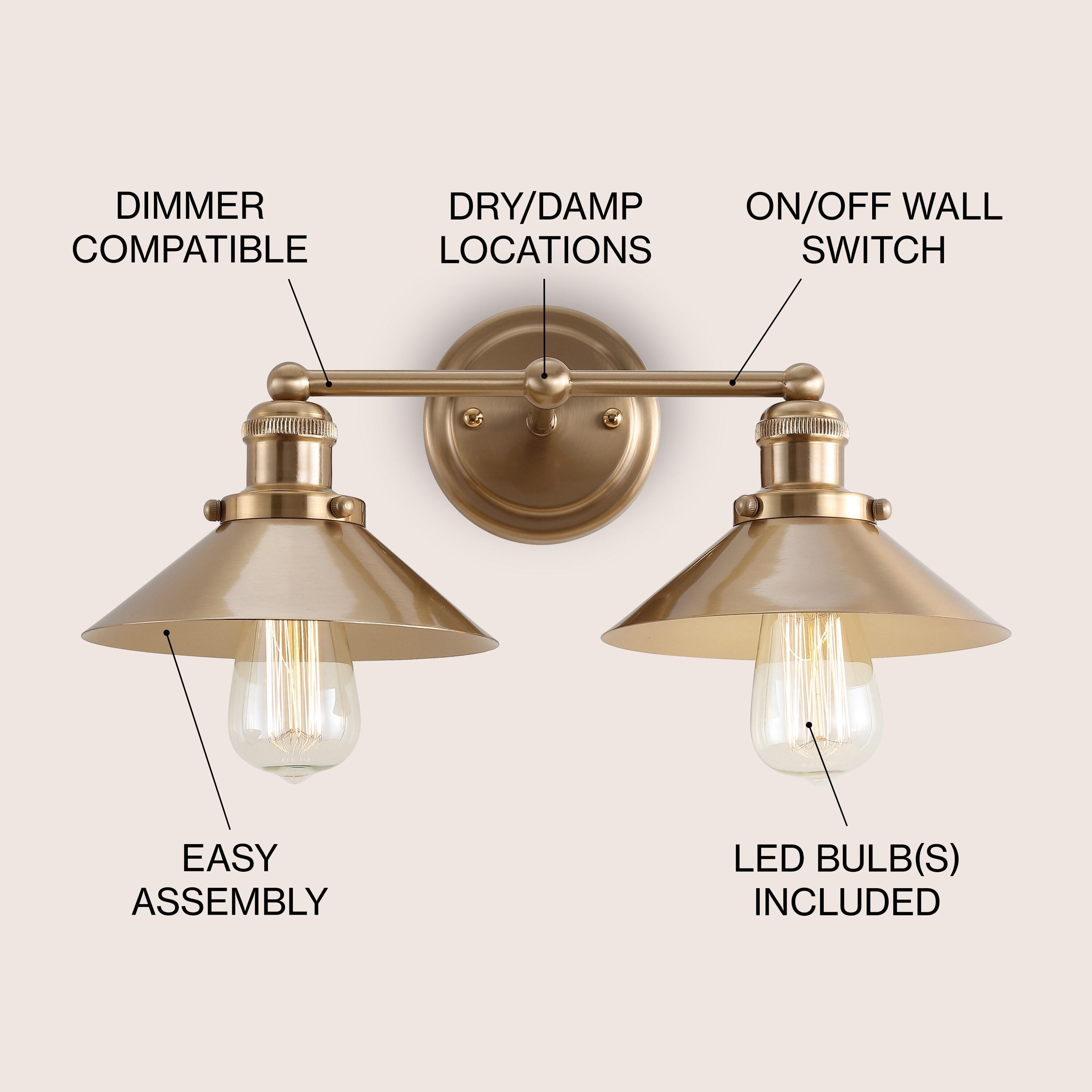 July 17.5" 2-light Metal Vanity Light, Brass Gold