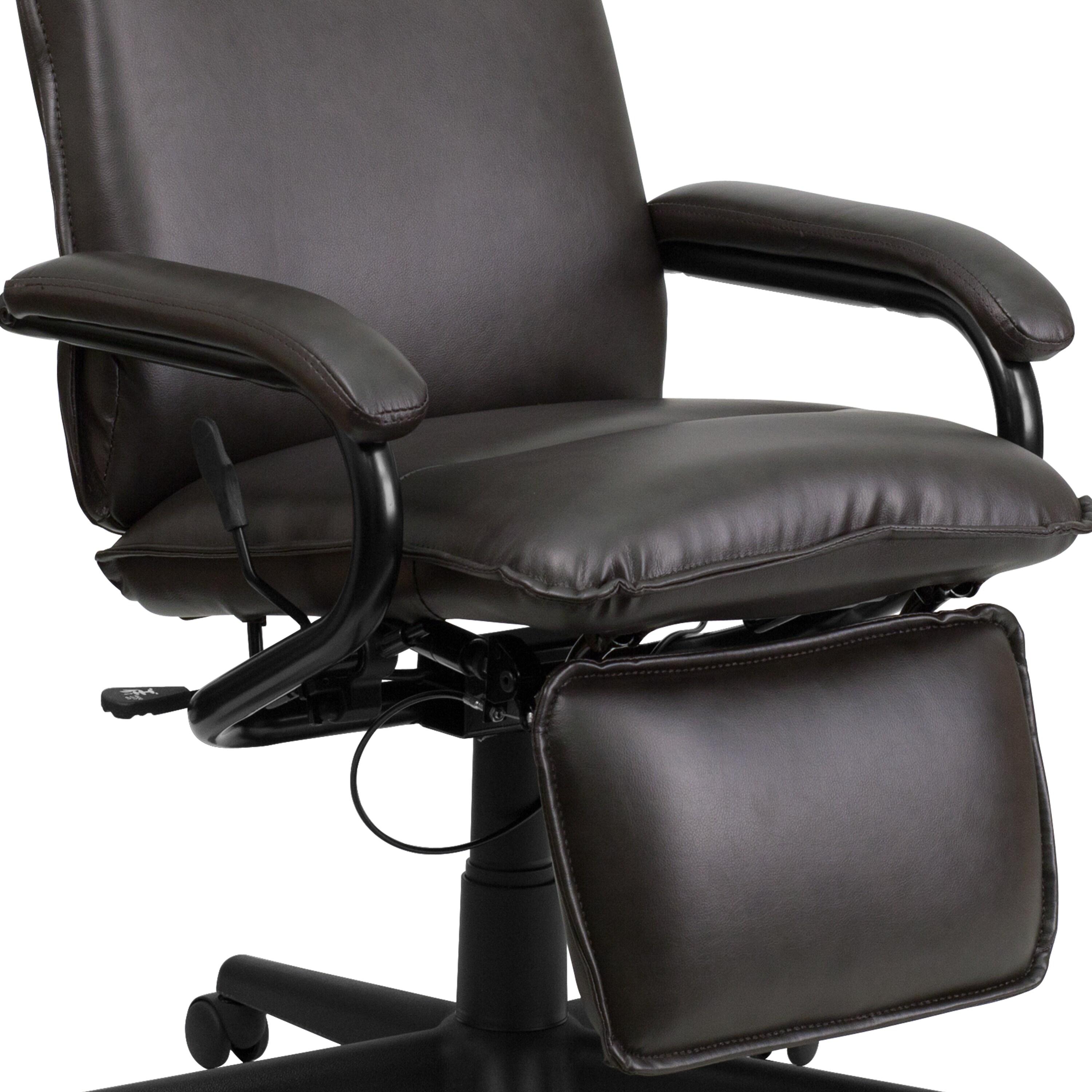 Flash Furniture High Back Brown LeatherSoft Executive Reclining Ergonomic Swivel Office Chair with Arms