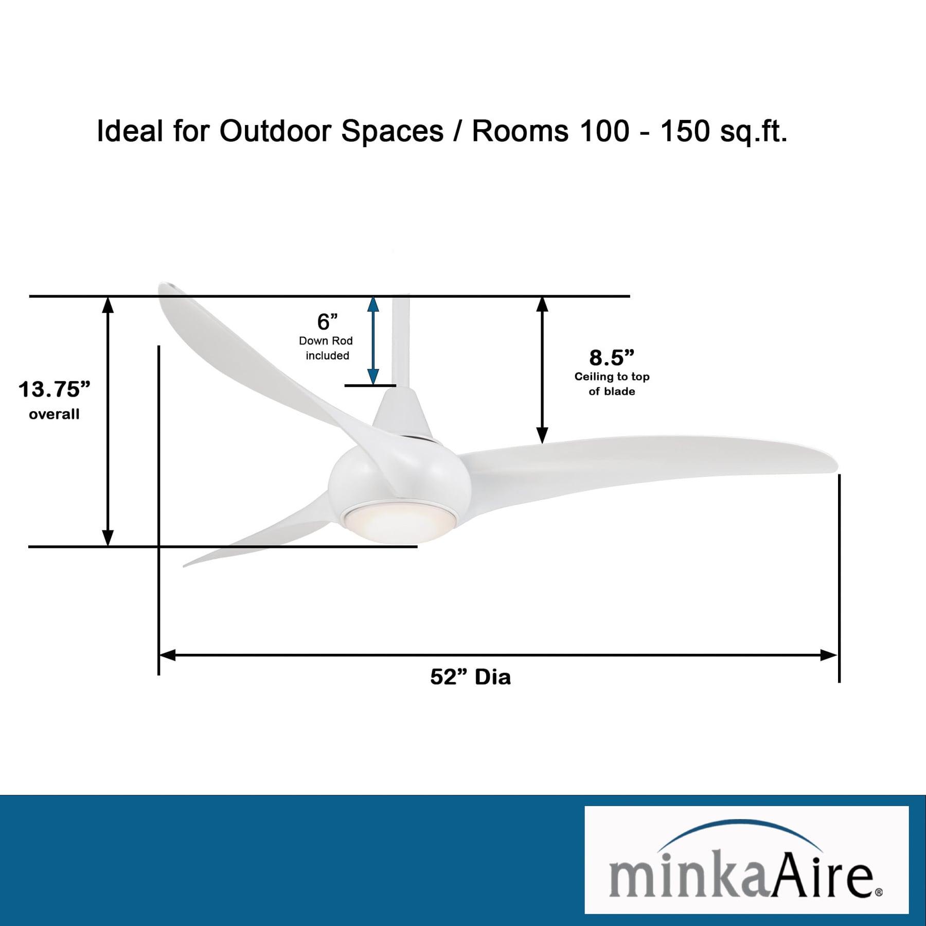 52" Wave 3 - Blade LED Propeller Ceiling Fan with Remote Control and Light Kit Included