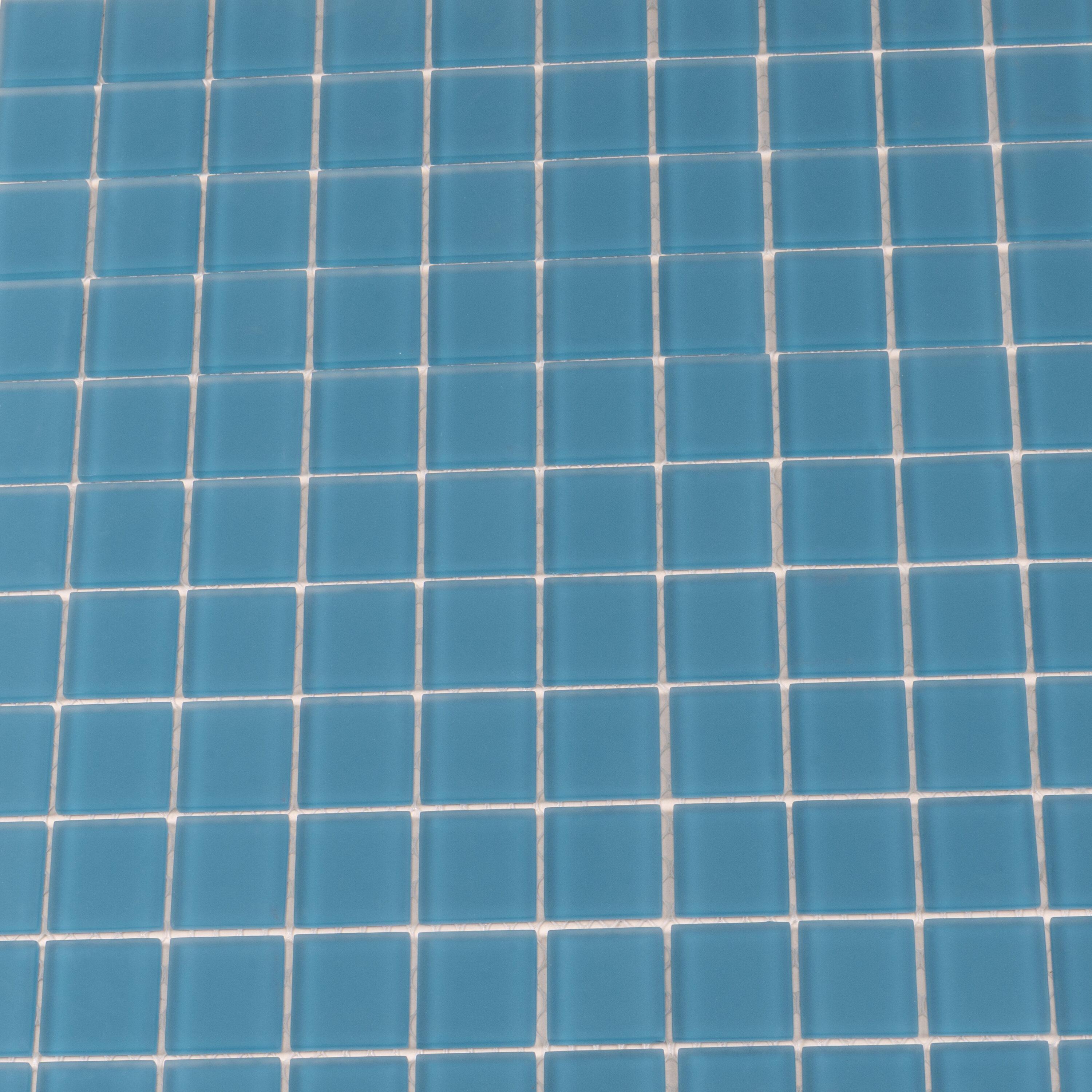 10 pack Cerulean Blue 11.8 in. x 11.8 in. 1X1 Matte Finished Glass Mosaic Floor and Wall Tile (9.67 Sq. ft./Case)