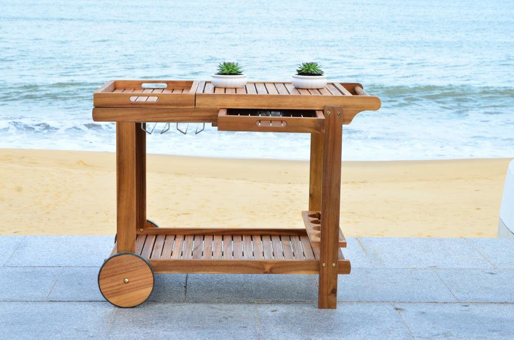 Orland Outdoor Tea Trolley PAT7010 - Natural - Safavieh