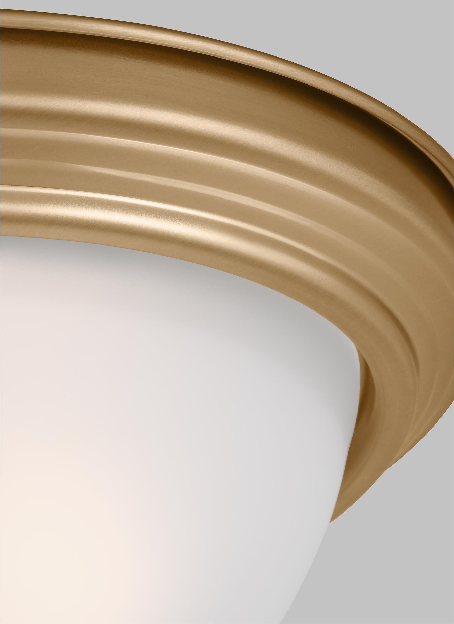 Satin Brass Geary 2-Light Flush Mount with Etched Glass Shade