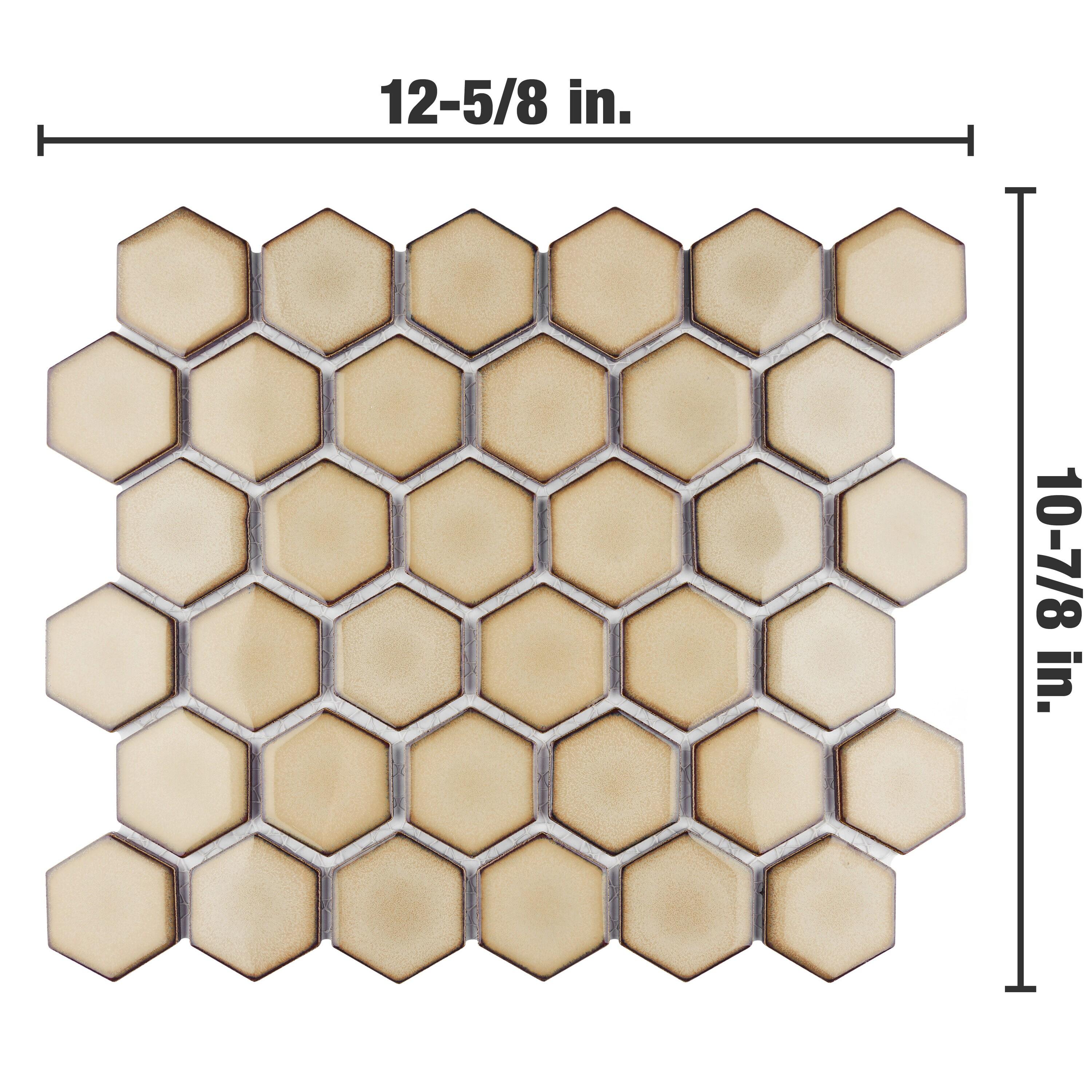 Hudson Due 2" Hex 10-7/8 " x 12-5/8 " Porcelain Mosaic Floor and Wall Tile