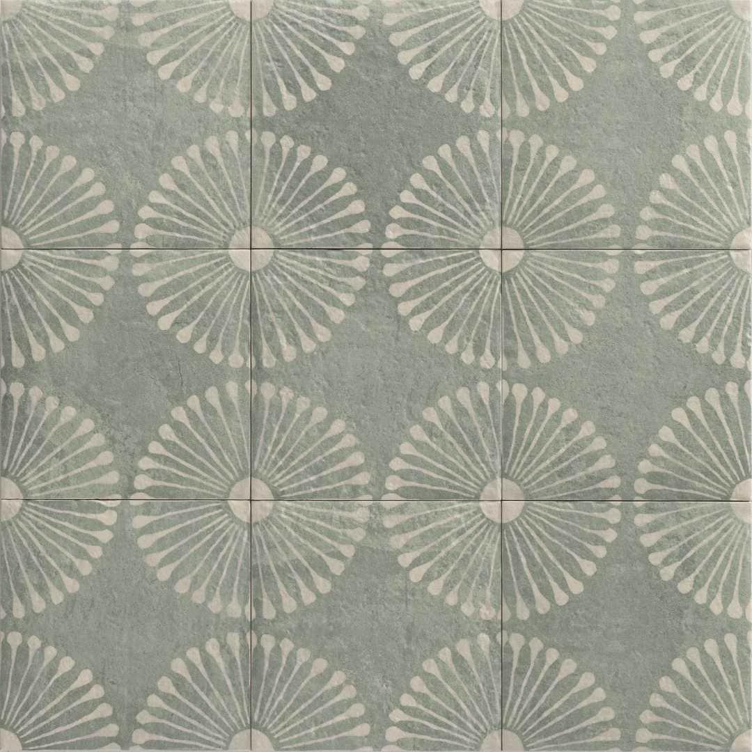 The Tile Life Amanecer Verde Porcelain Encaustic Tile Sample - 8 x 8 in. - 1-Piece - Floor, Wall & Backsplash