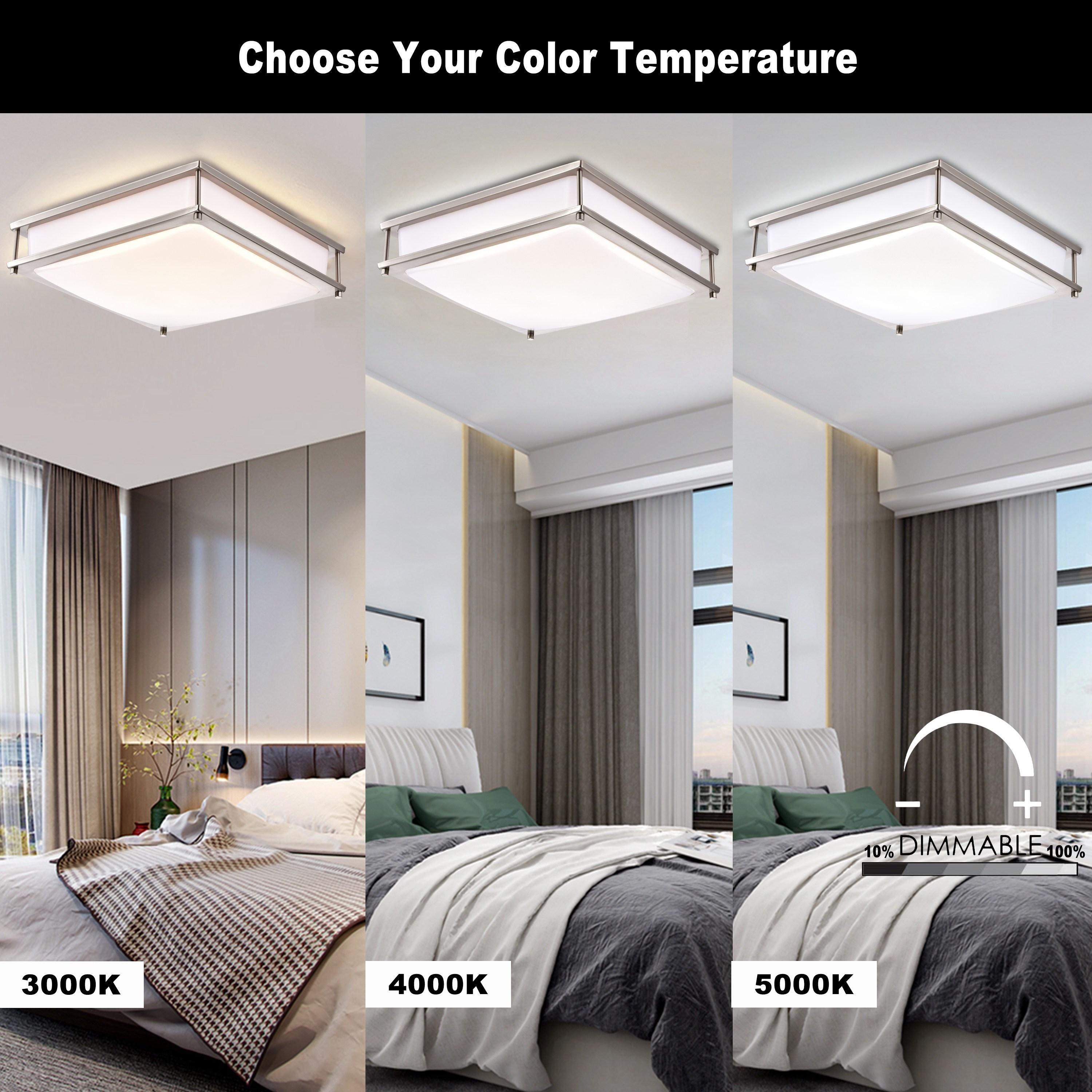 C Cattleya 12 in. Dimmable Modern LED Flush Mount Ceiling Light 3000K/4000K/5000K- Brushed Nickel