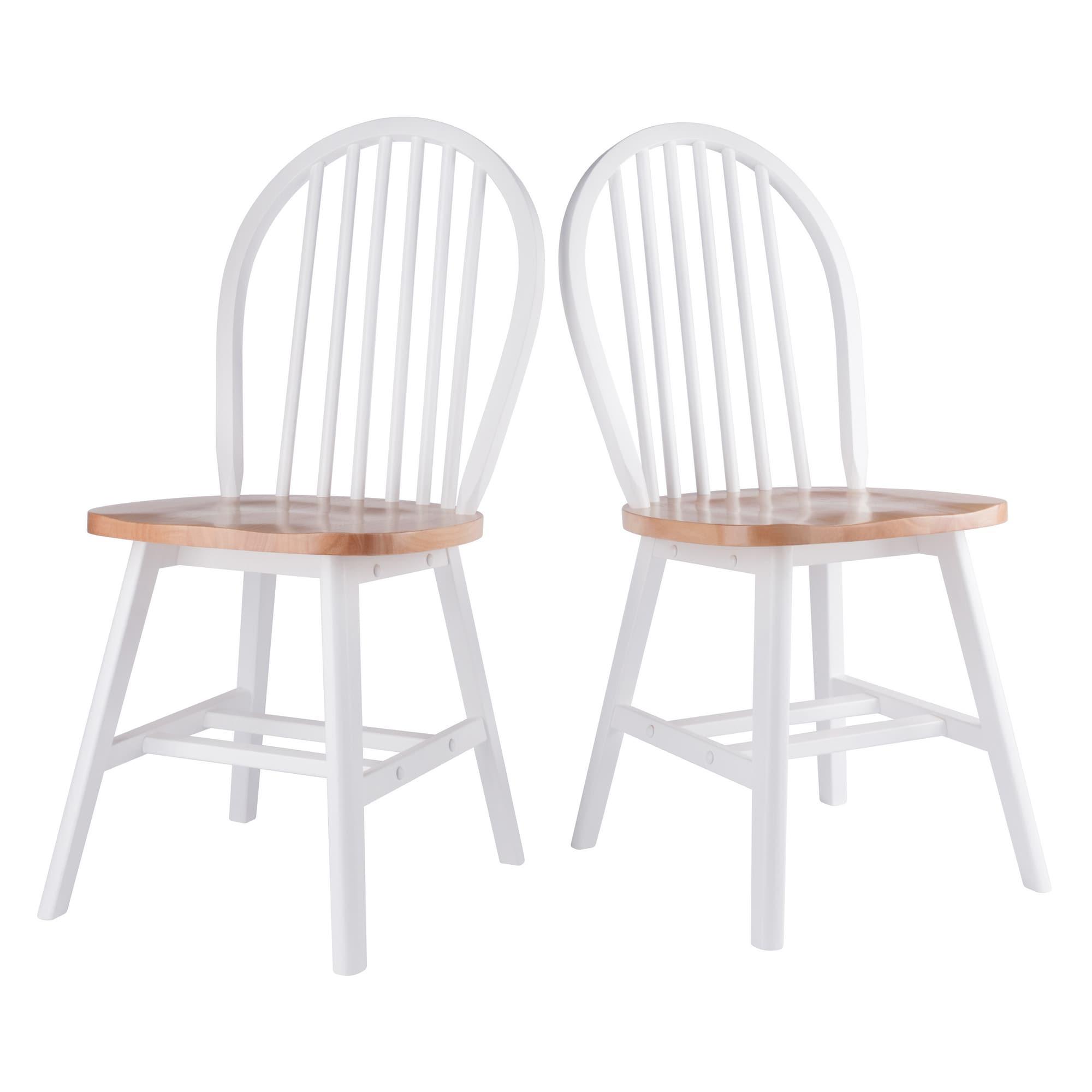 Winsome 2pc Windsor Chair Set Natural/White : Wood Frame, Spot Clean, Transitional Style, No Tools Assembly