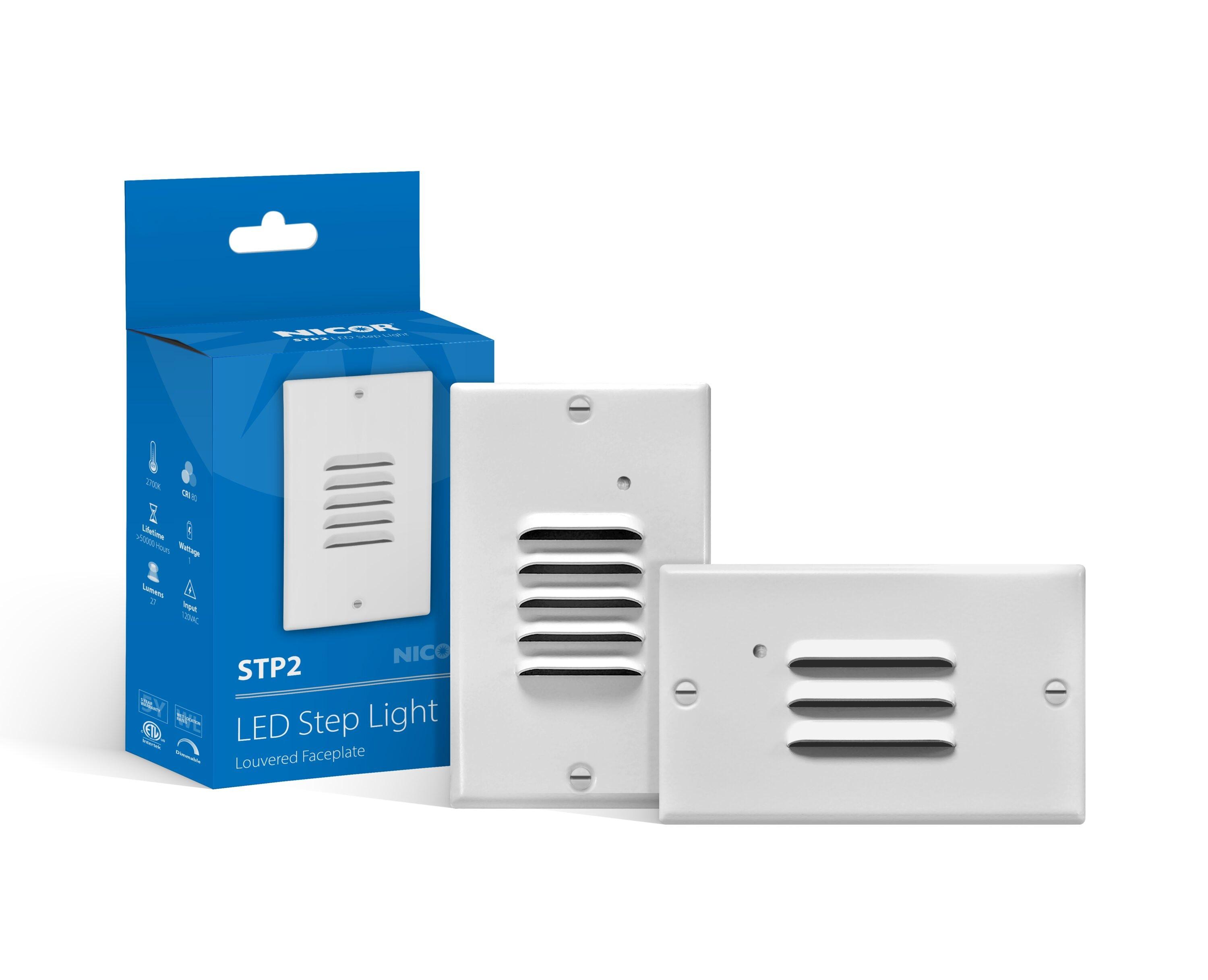 STP2 Series White LED Hardwire Stair Light Louvered with Dusk to Dawn Sensor