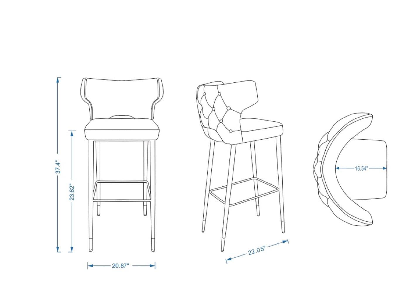 Holguin Upholstered Counter Height Barstool Gray - Manhattan Comfort: Faux Leather, Wood Legs, No Assembly Required