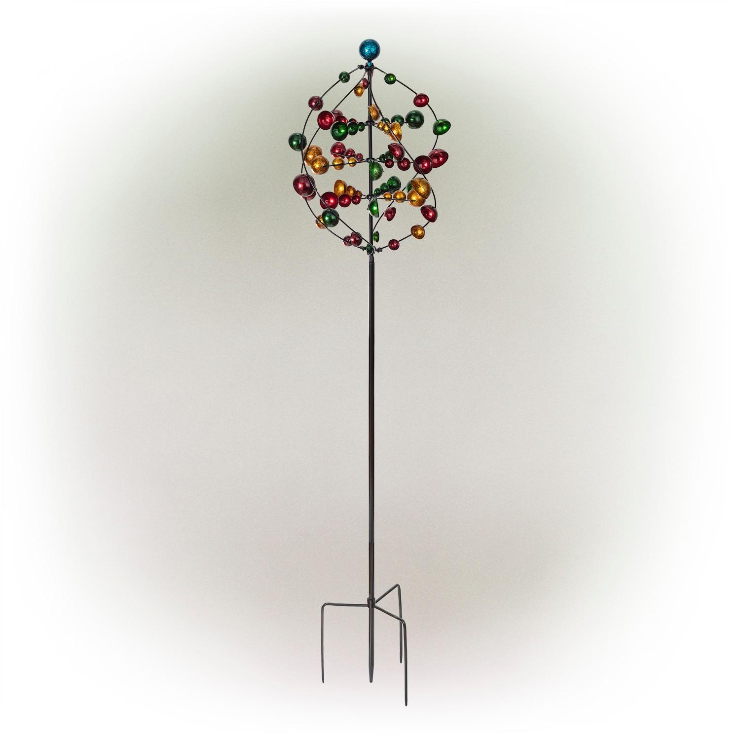 71" Iron Orbital Wind Spinner Garden Stake - Alpine Corporation: Freestanding, No Tools Assembly, Outdoor Decor