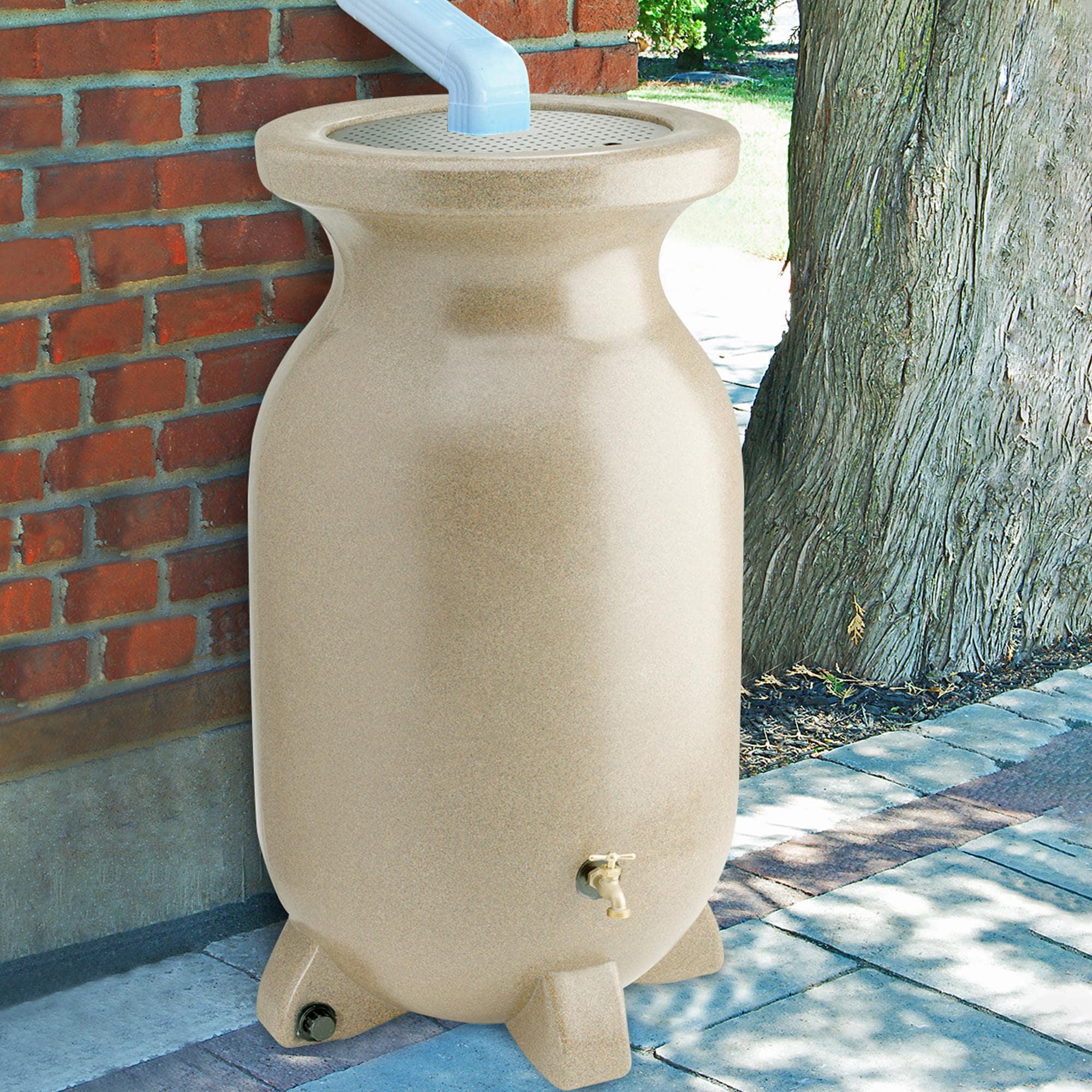 Koolatron Koolscapes Stone-Look Rain Barrel, 75 gal (285L), Sandstone