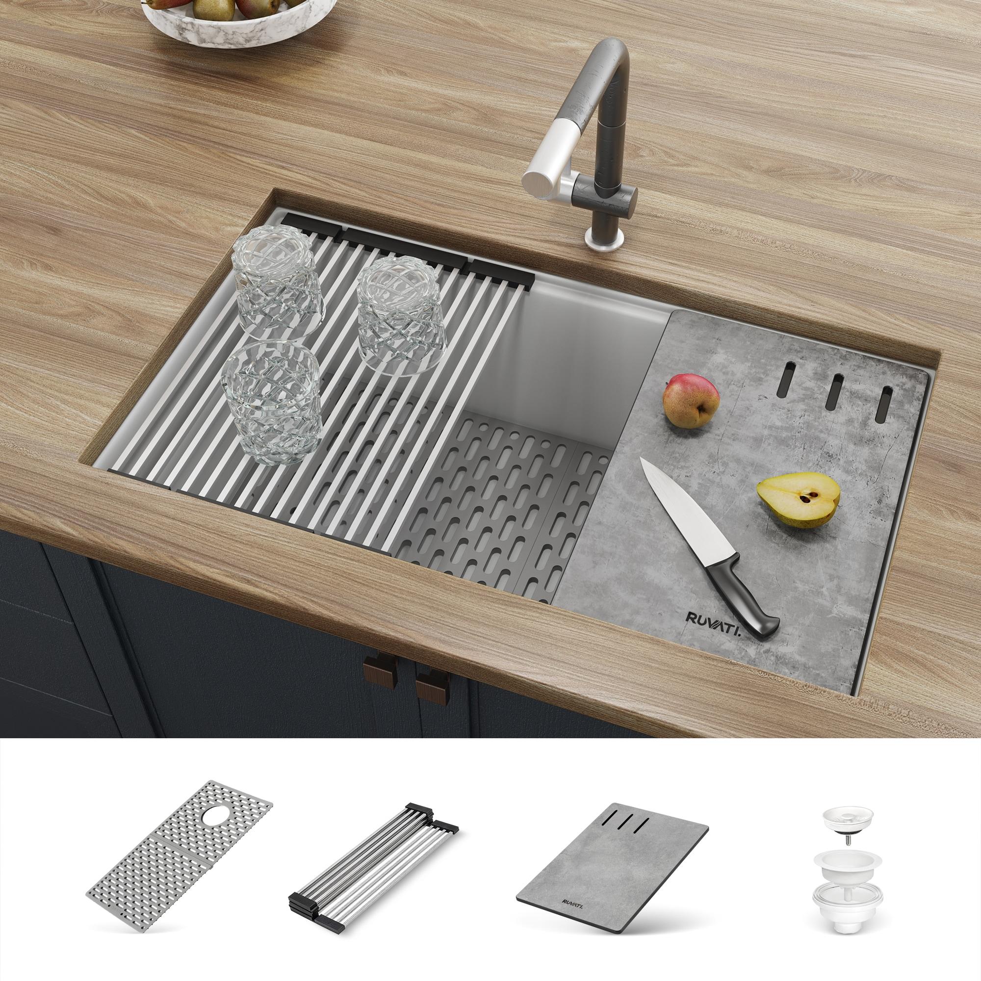 Ruvati 33-inch Undermount Workstation Granite Composite Kitchen Sink