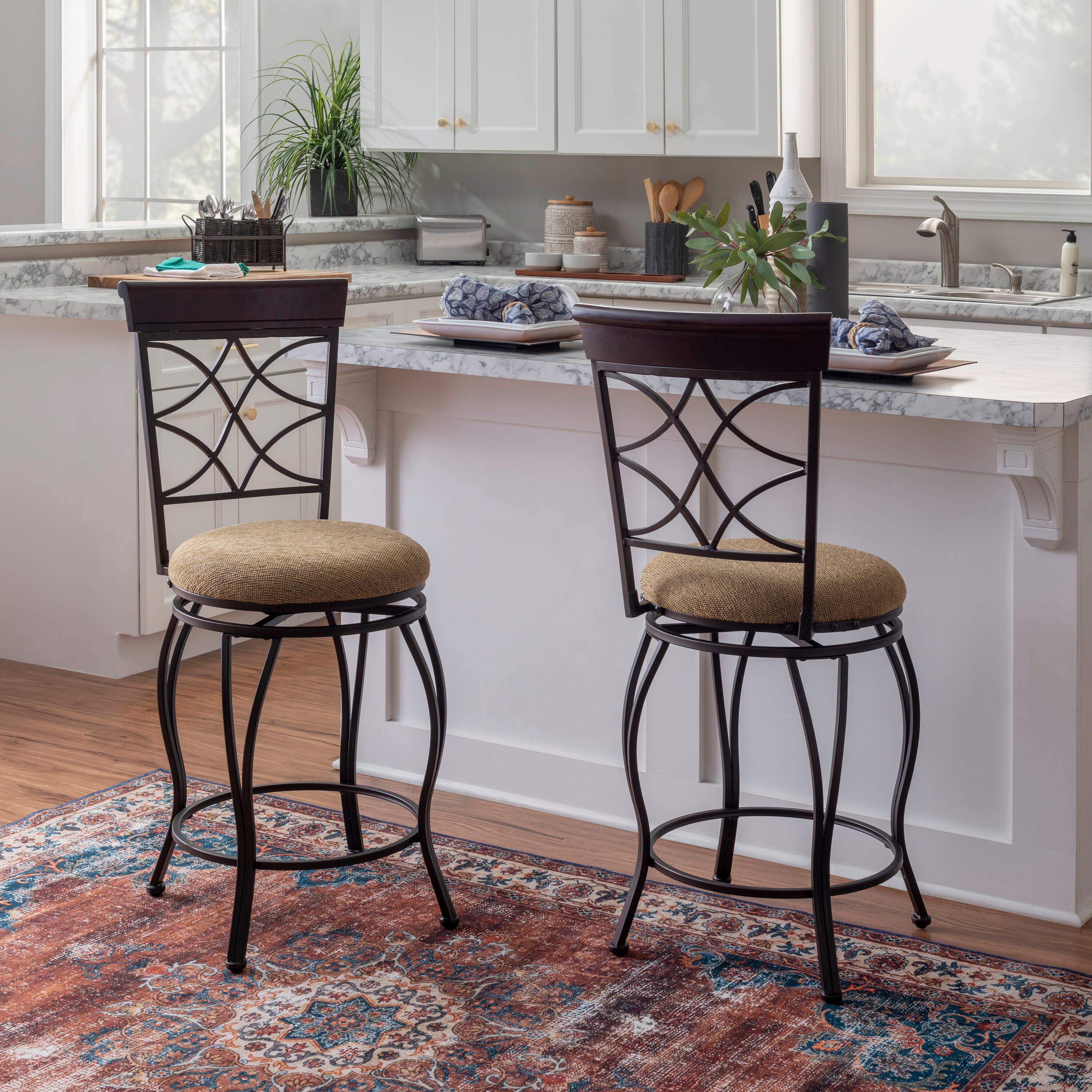 Linon Curves Counter Bar Stool, Metallic Brown, 24 inches Seat Height