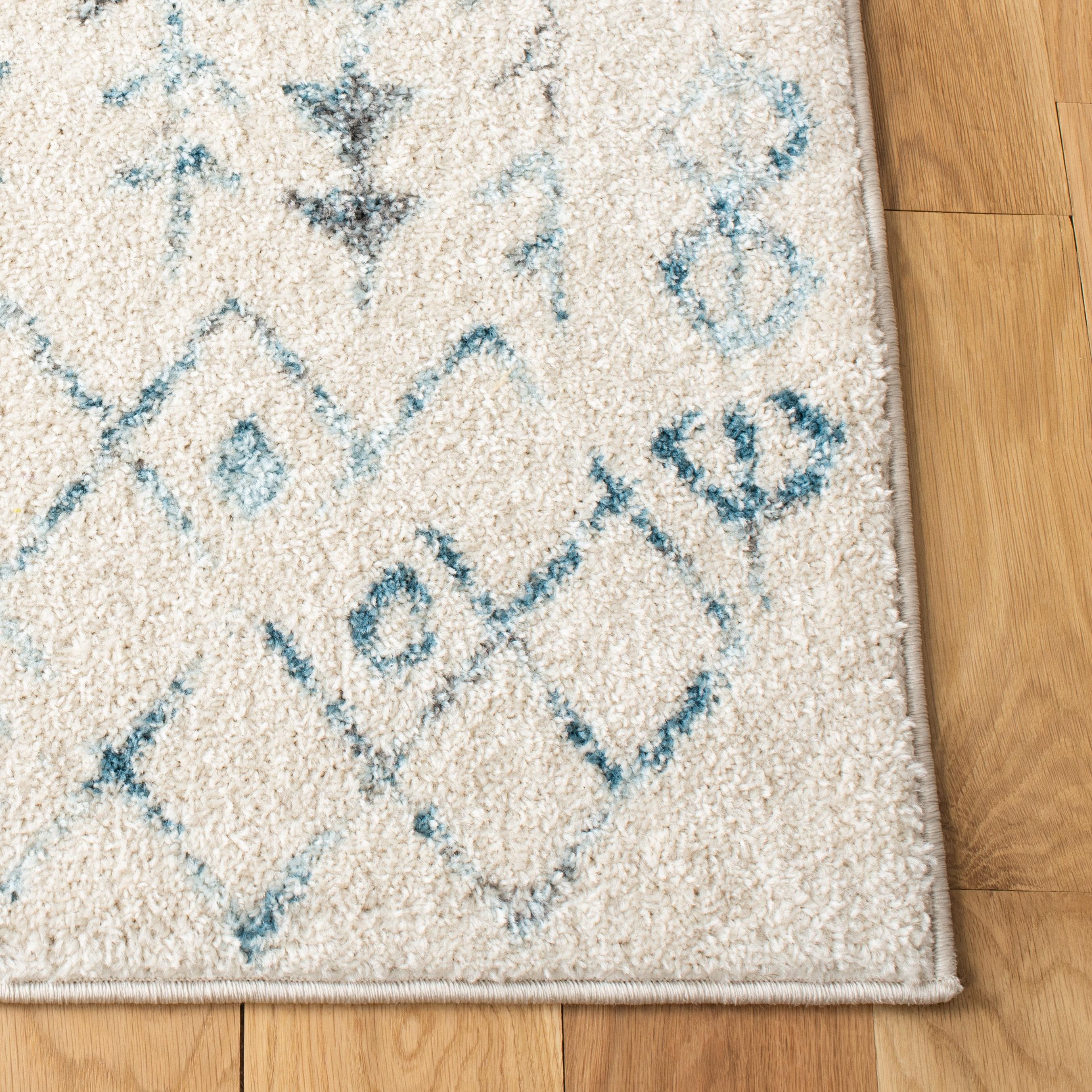 Tulum TUL262 Power Loomed Area Rug - Ivory/Turquoise - 6'x9' - Safavieh.