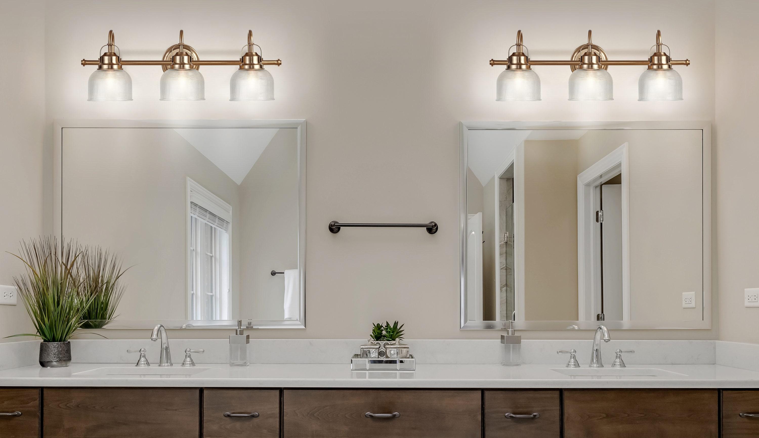 25.25" LED 3-Light Metal/Glass Virginia Pendent Brass/Gold - JONATHAN Y: ETL Listed, Bathroom Fixture
