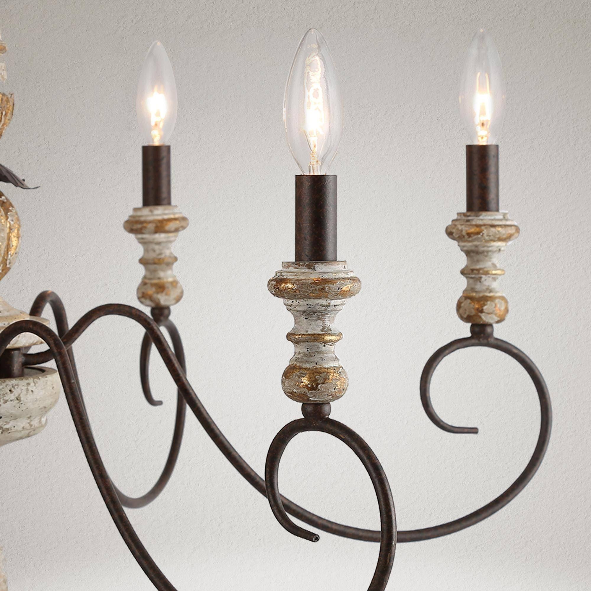 The Gray Barn French Country 6-Light Wood Chandelier Classic Farmhouse Lights - 31.1" D x 28" H