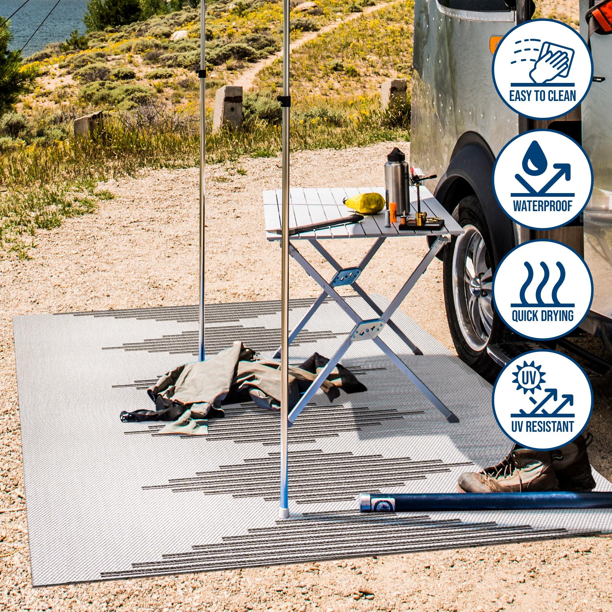 8' x 10' Vinales Diamond Stripe Indoor/Outdoor Area Rug, Light Gray/Black - JONATHAN Y